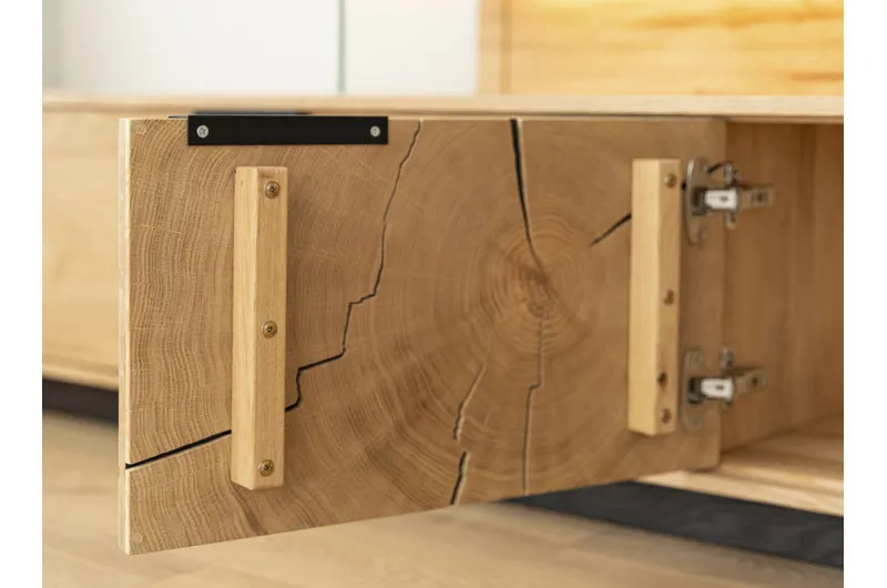 Szafka RTV dębowa wisząca plaster drewna TIRANO Dąb olejowany - ZITIR04H