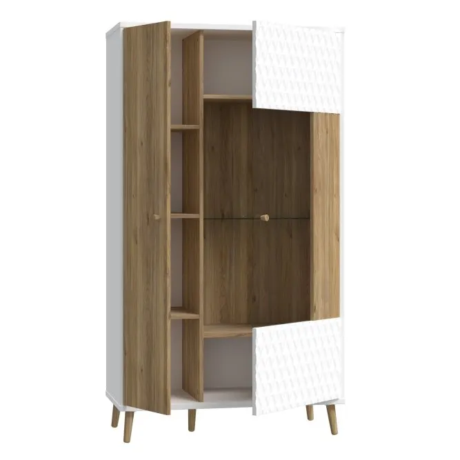 Witryna AKSANA P niska 2-drzwiowa - dąb mauvella, biały - AKNV621R-M992