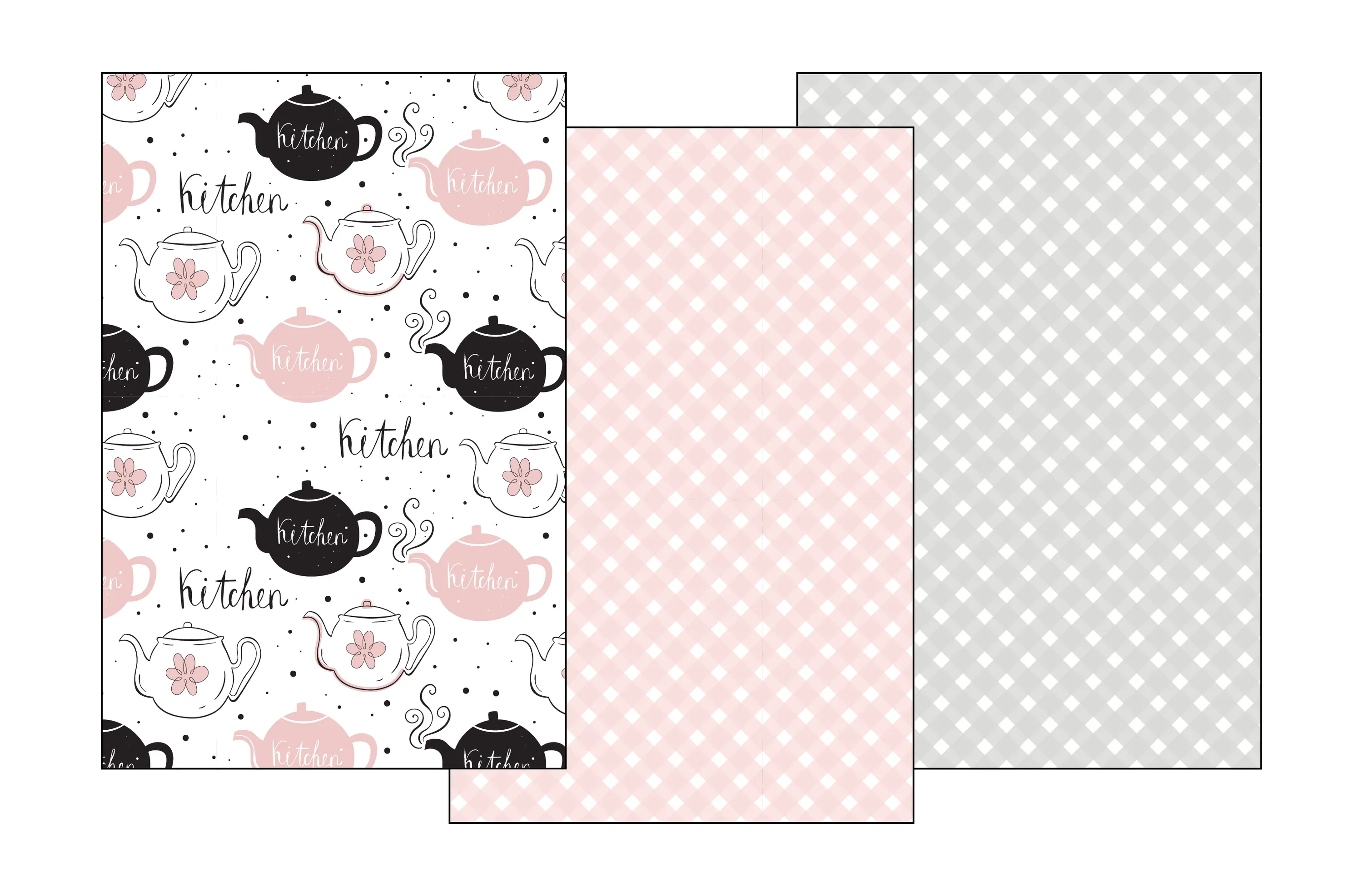 Ścierka zestaw 3 szt. KUKE 024 czajnik 40x60 wielokolorowy Wzór, Wystrój domu