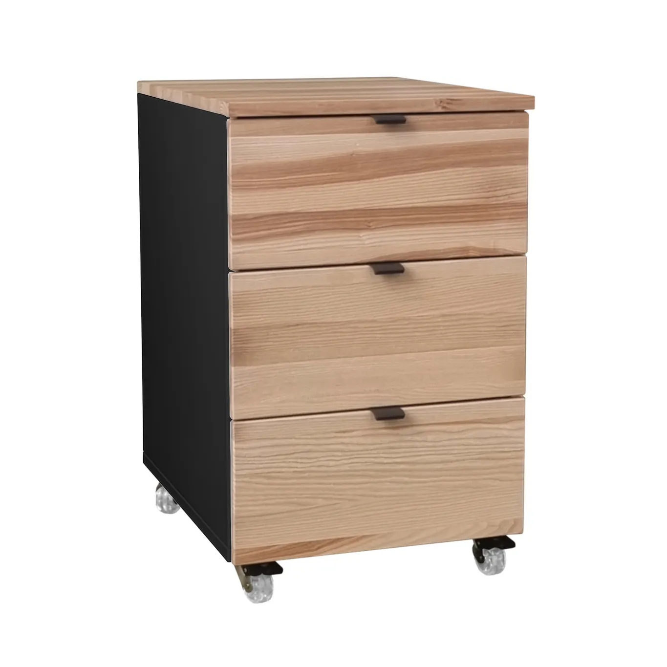 Kontenerek pod biurko z szufladami LUKA na kółkach 41x50 czarny/naturalny jesion Szuflada, Meble, Szafka, Skrzynka pocztowa