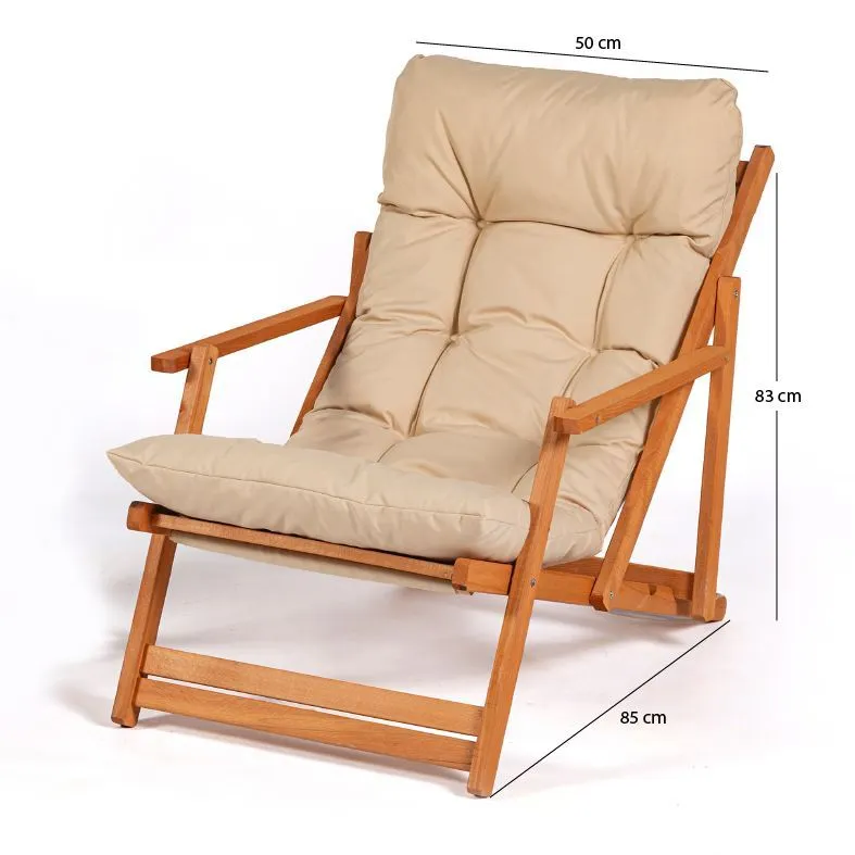 Leżak - krzesło ogrodowe MY008 brązowy kremowy - ASI_644MYD1108