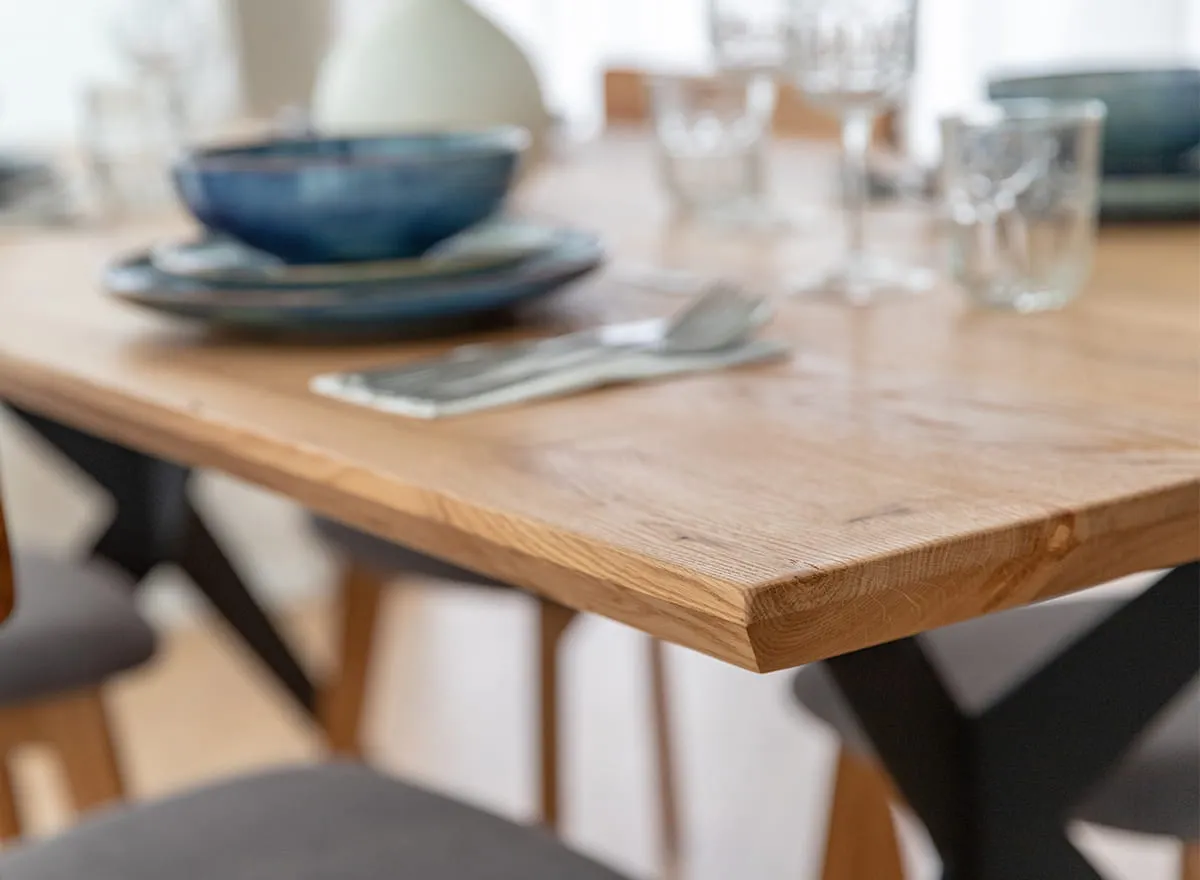 Stół dębowy na metalowych nogach CASERTA 200x100 blat 4cm - dąb olejowany, czarny - CASERTA100X200_4