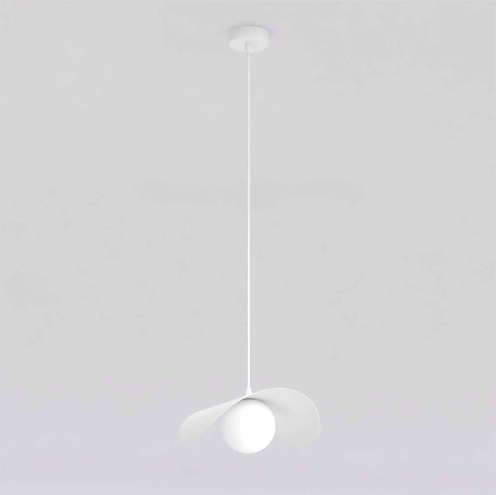 pendant light, white lamp, modern, ceiling light, ball and blades