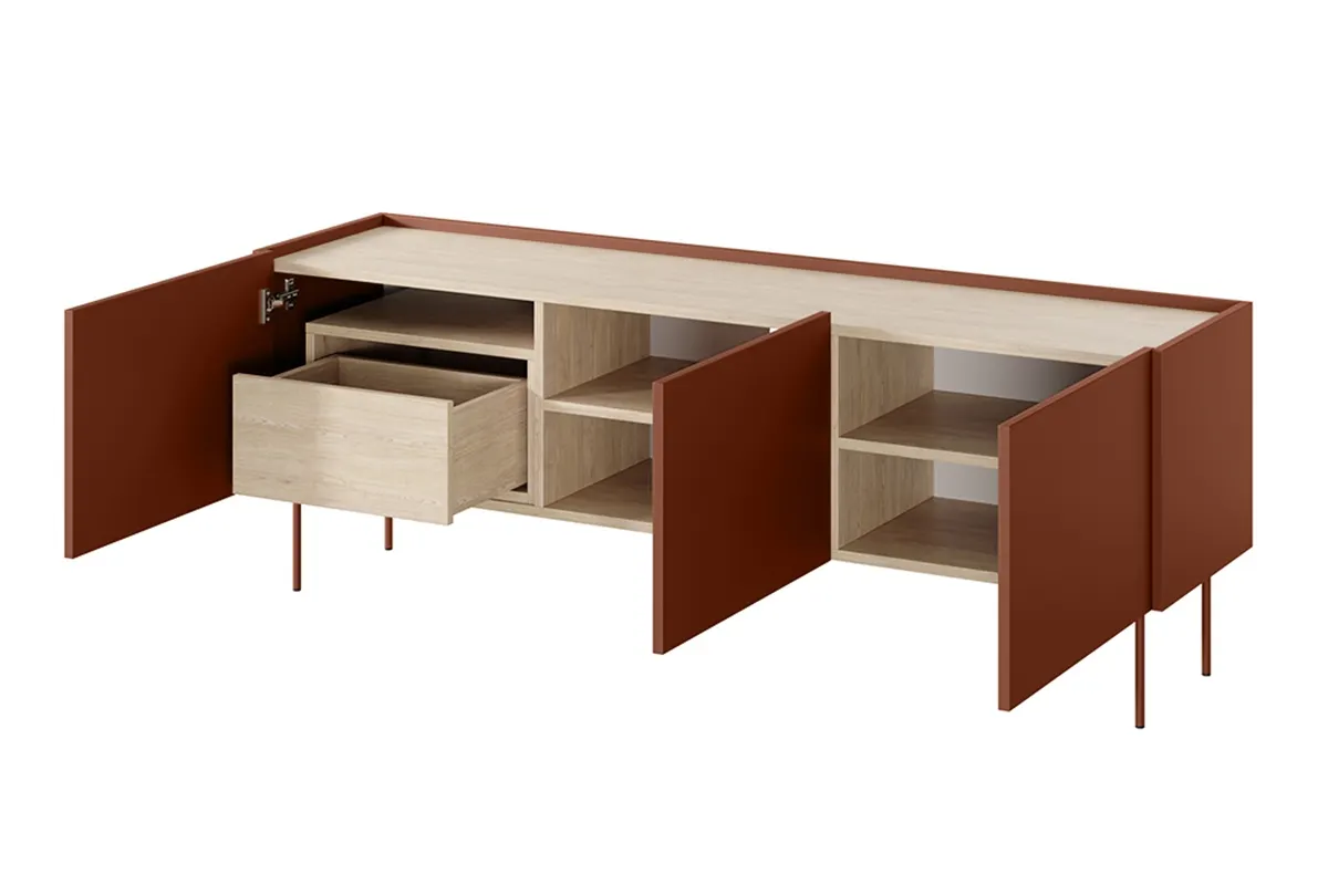 Szafka RTV DESIN 170 z szufladą - czerwony ceglany - dąb nagano - B_149114