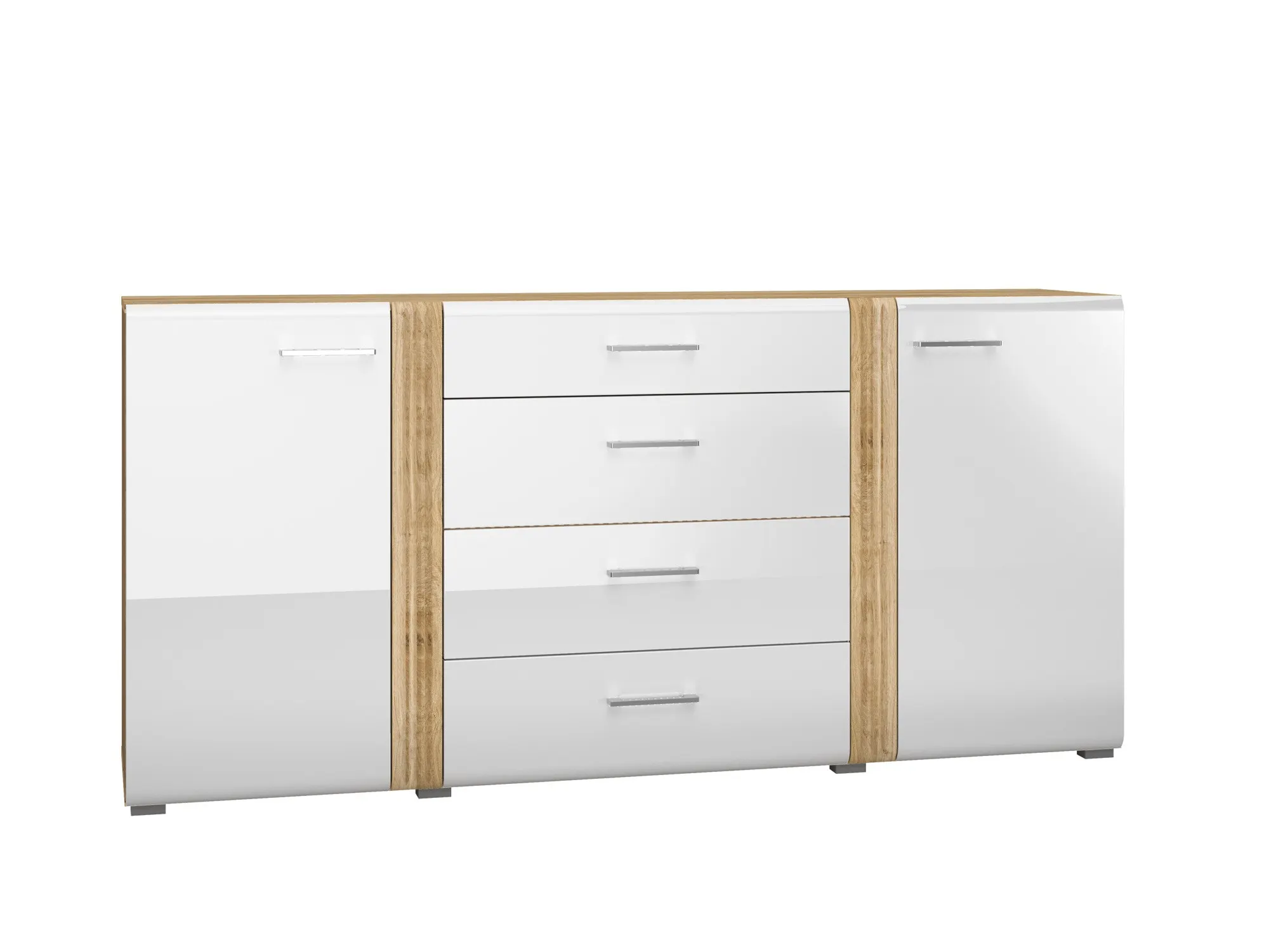 Komoda 2-drzwiowa z 4 szufladami ADAGIO 06 dąb castello, biały połysk Komoda 2-drzwiowa z 4 szufladami ADAGIO 06 dąb castello, biały połysk