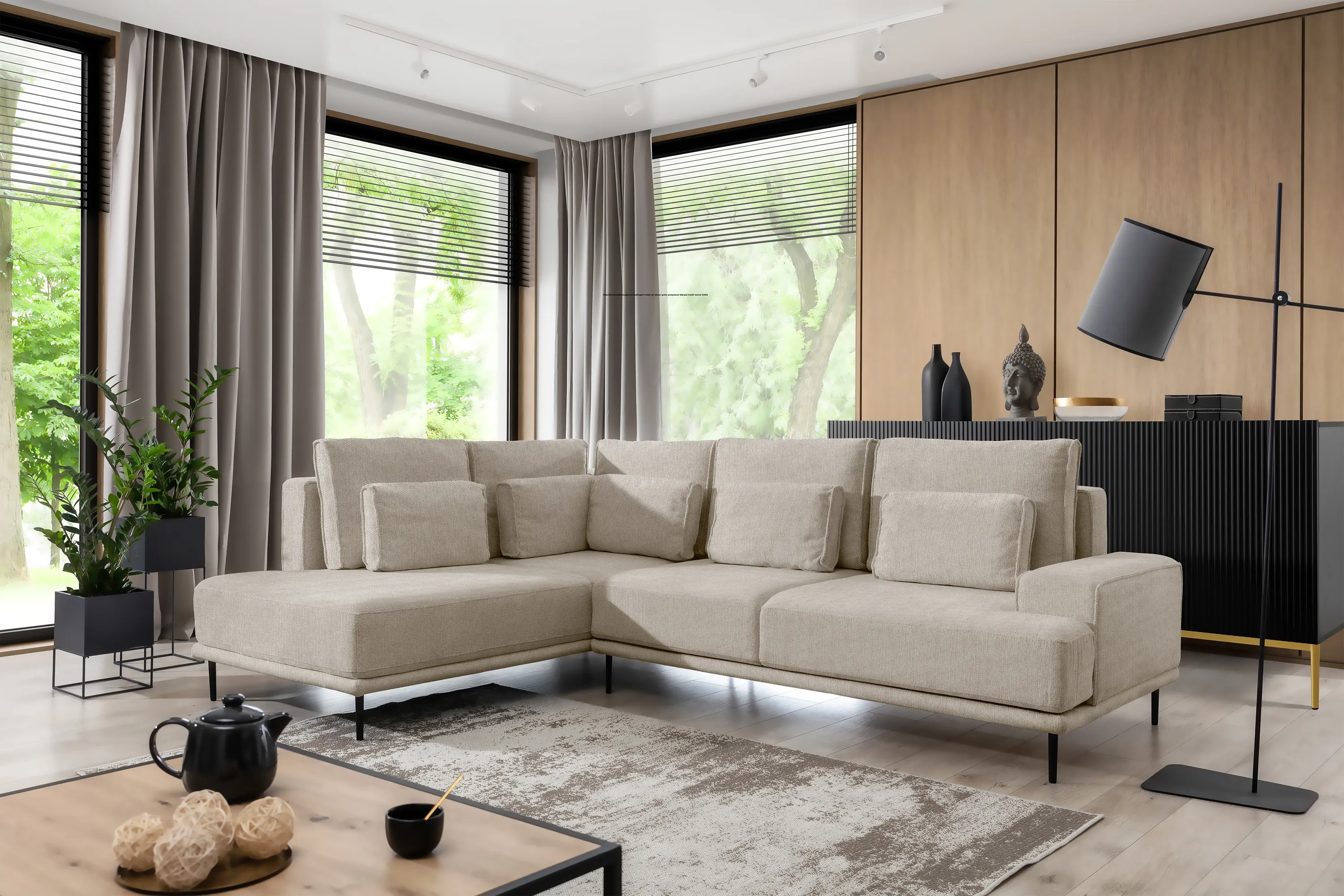 Narożnik rozkładany lewostronny NICOLE (Hevia 207.09) 280x200 cm z pojemnikiem beżowy - B_162369