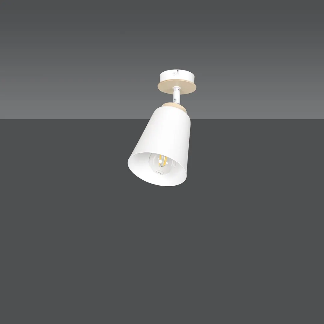 lampa sufitowa, biały abażur, metalowy, lampka sufitowa, główka żarowa