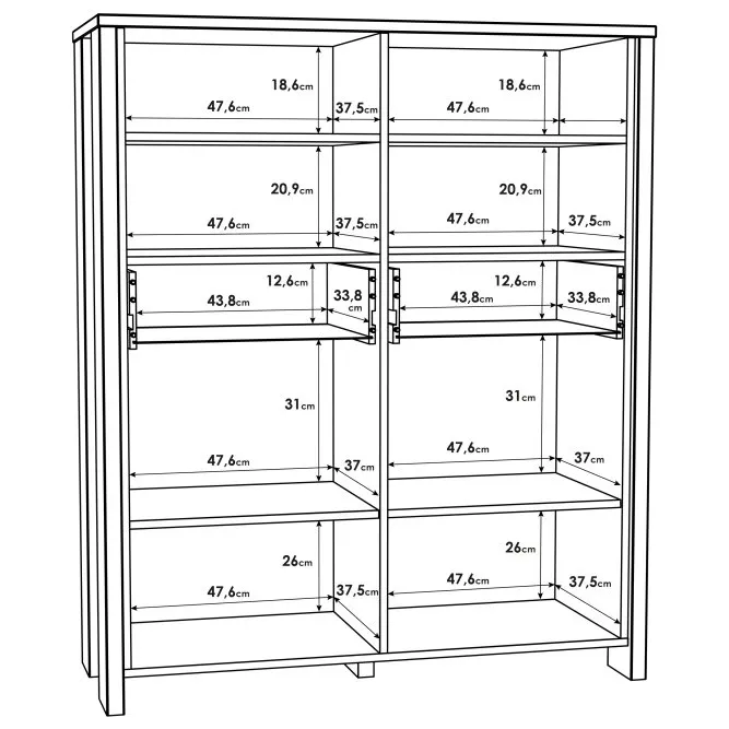 Regał niski CLIF 2-drzwiowy z szufladą - old wood vintage, beton - CLFK321-C546