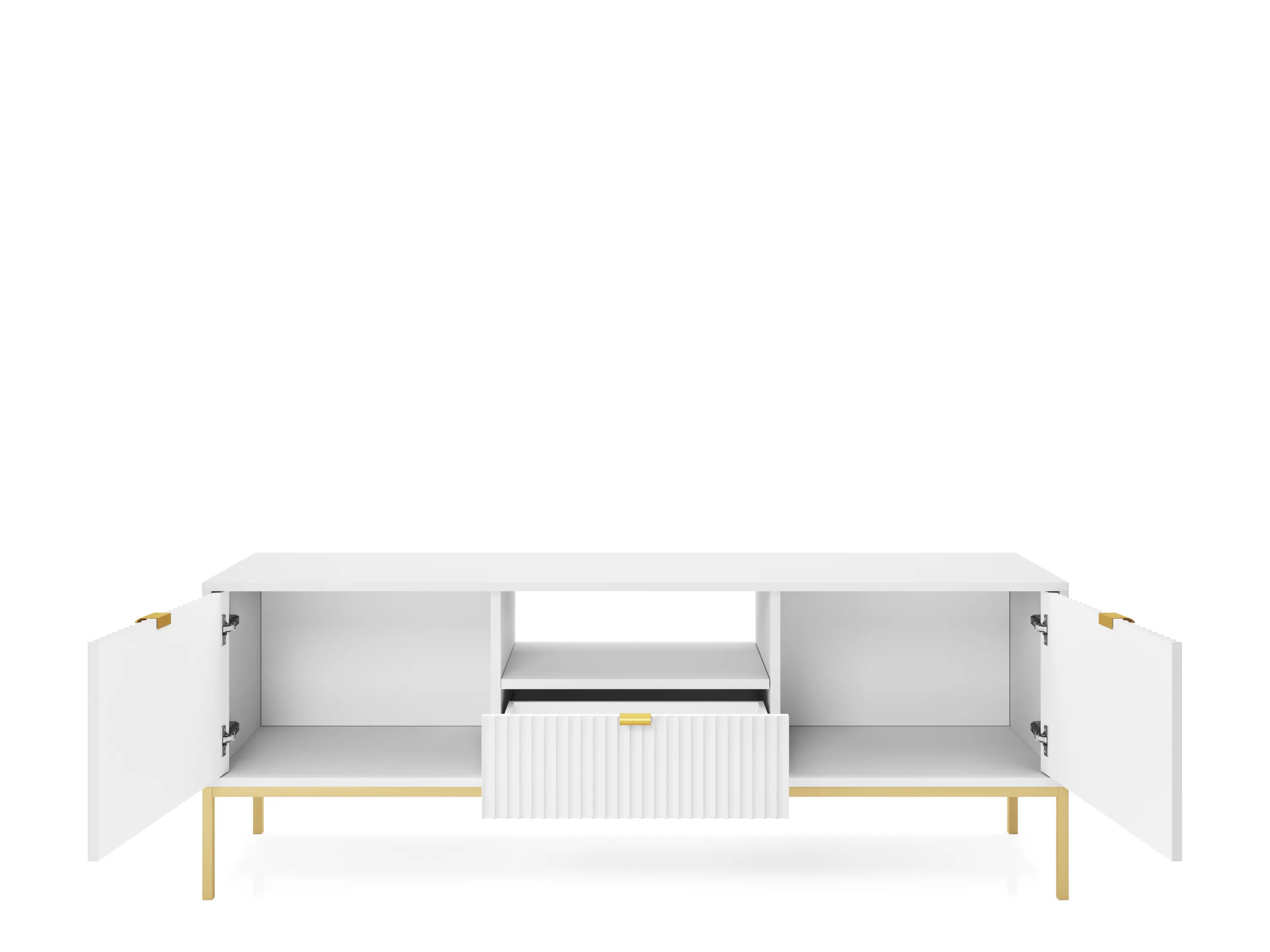 Szafka RTV z szufladą NOVA Biały, Złoty - NOVA_RTV154_BZL