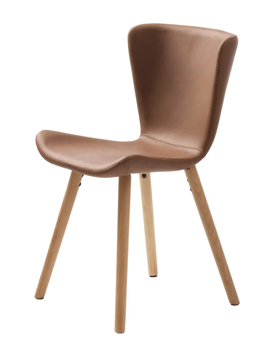 Krzesło tapicerowane TESLIN - ekoskóra: koniak, naturalne nogi