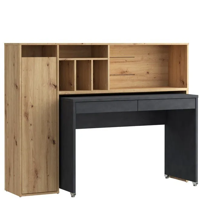 Biurko TRYNIDAD z regałem - dąb artisan, beton Biurko TRYNIDAD z regałem - dąb artisan, beton