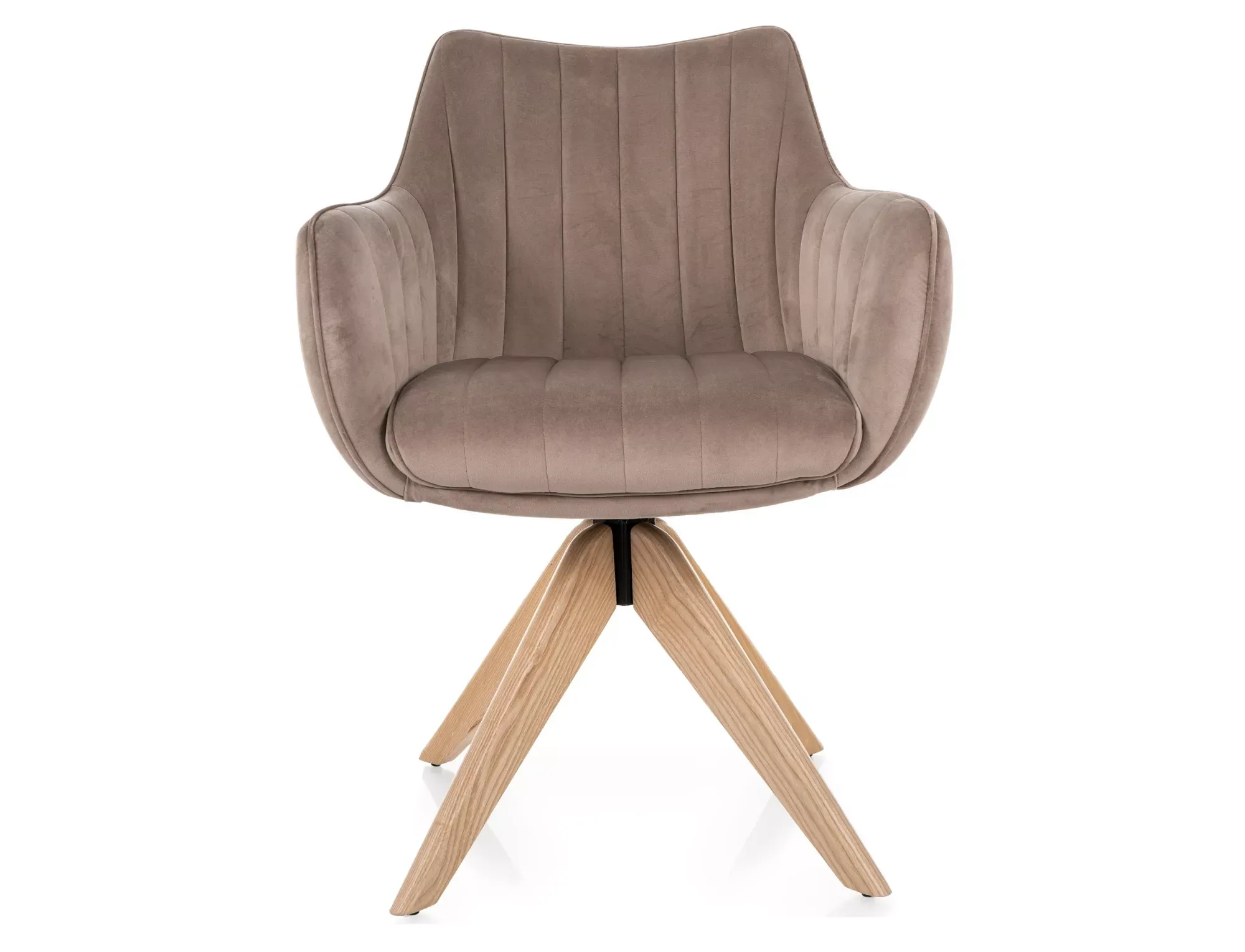 Krzesło obrotowe AZALIA D VELVET beżowe/drewniane nogi - AZALIADVDCBE