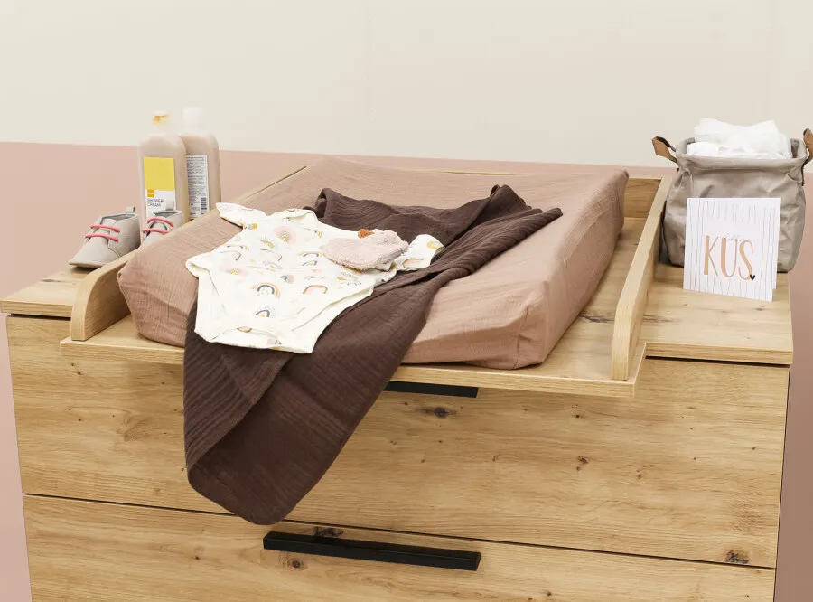 Komoda z szufladami XENA 90x90x50 efekt dębu/czarna - BAN_XEN-2