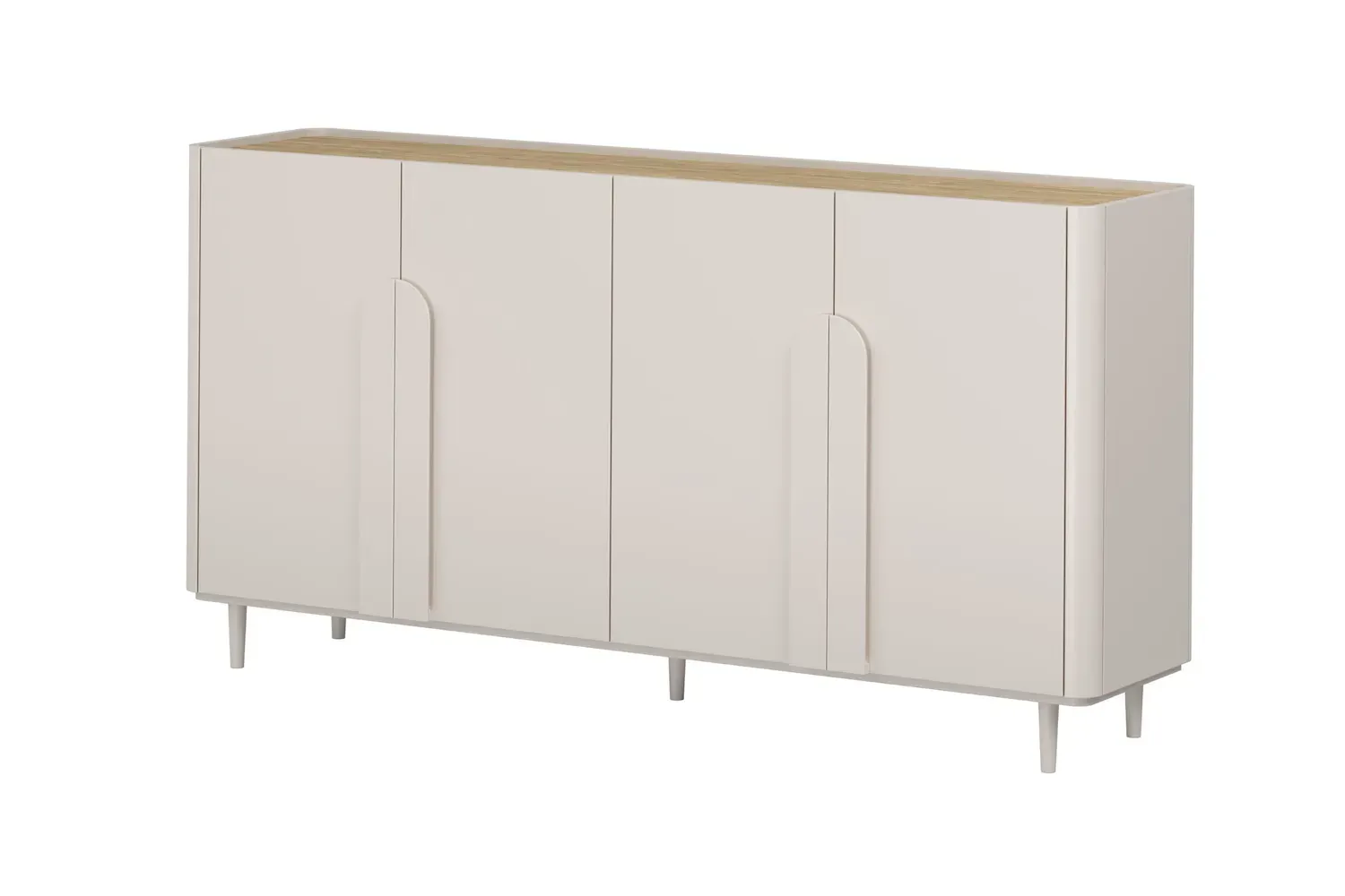 Komoda 4-drzwiowa AMILIO 200 - cashmere dąb olejowany uchwyty cashmere nogi cashmere