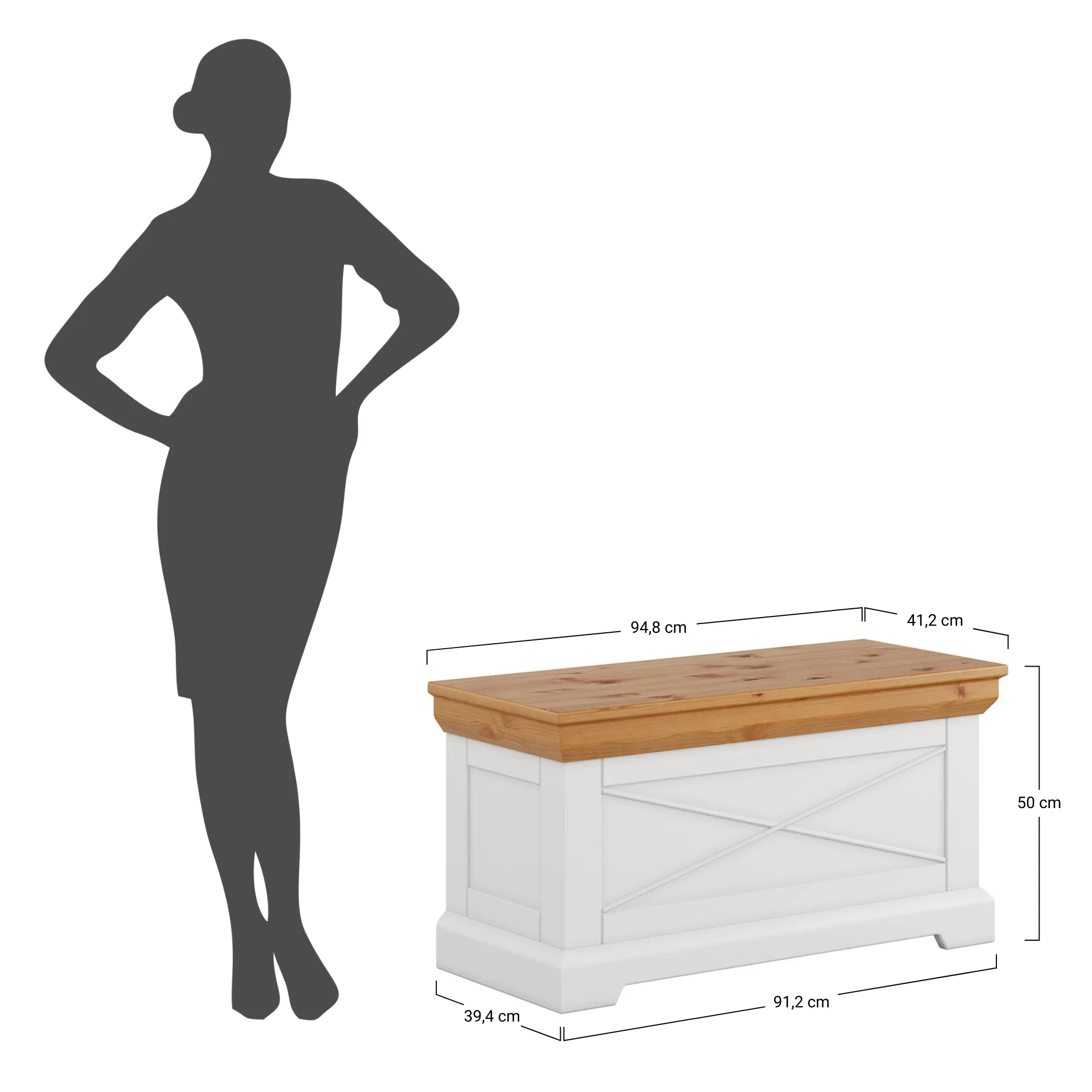 Skrzynia MARONE ELITE - biały, złocisty 95 cm - PLMEL18