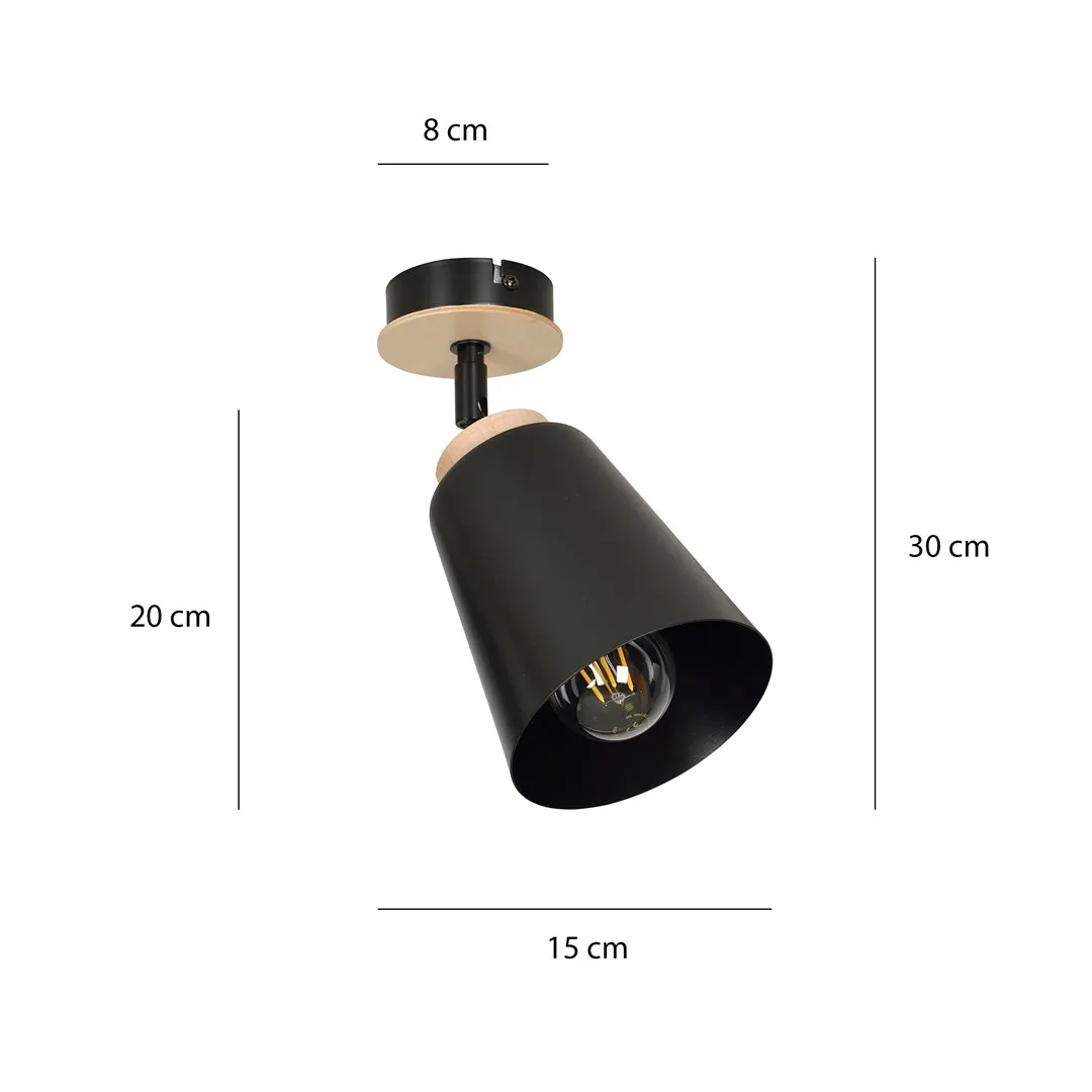 Lampa sufitowa ATLAS 1 czarny naturalny — zdjęcie 8