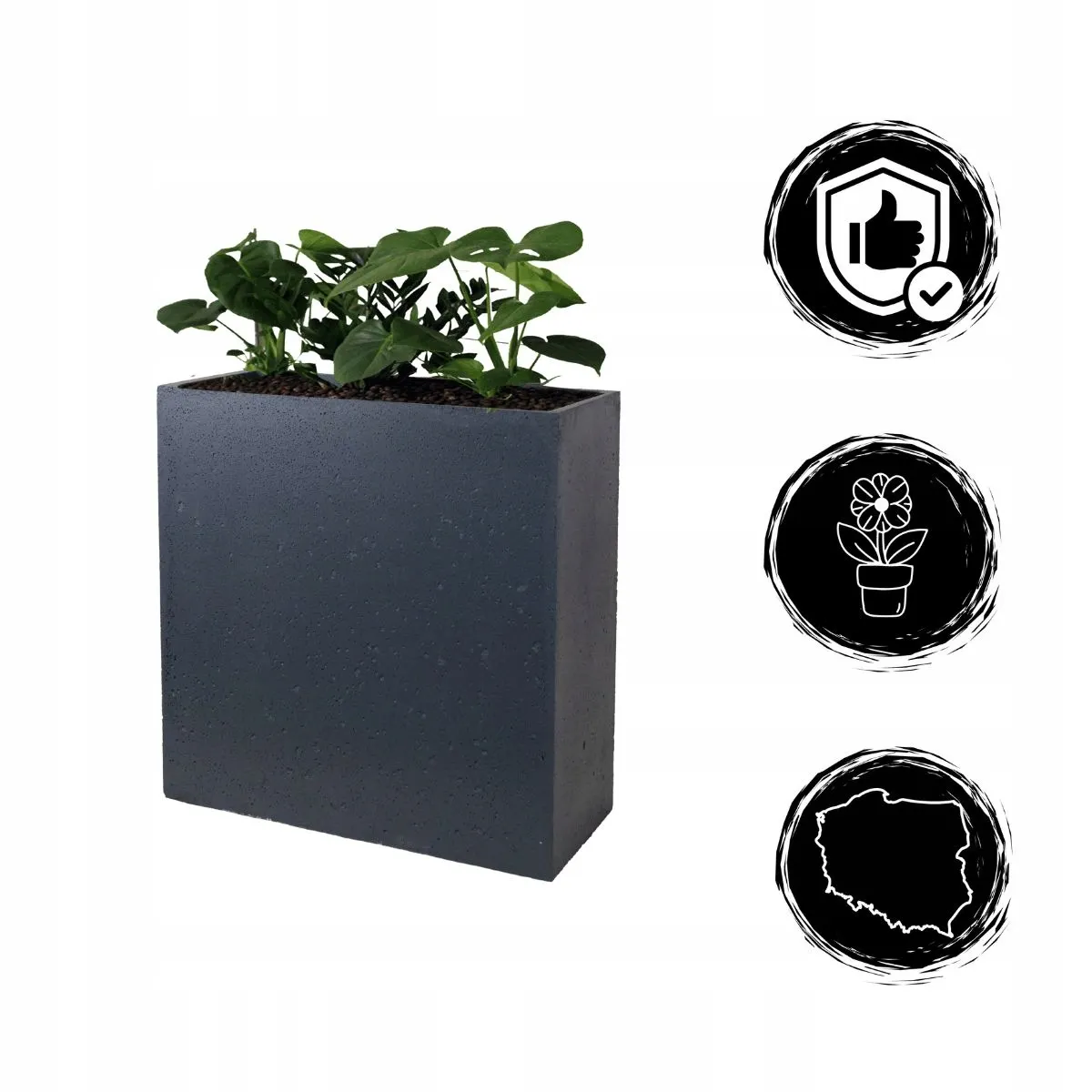 DONICZKA zewnętrzna betonowa SEVRAN 70x30x70 antracyt - LD_TZ000552