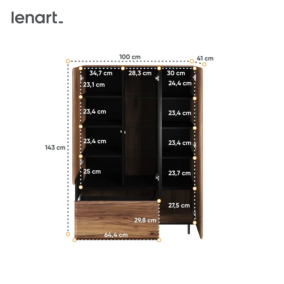 Witryna niska Borga 05 dąb catania, czarny 100x143x41 - BG5DCC