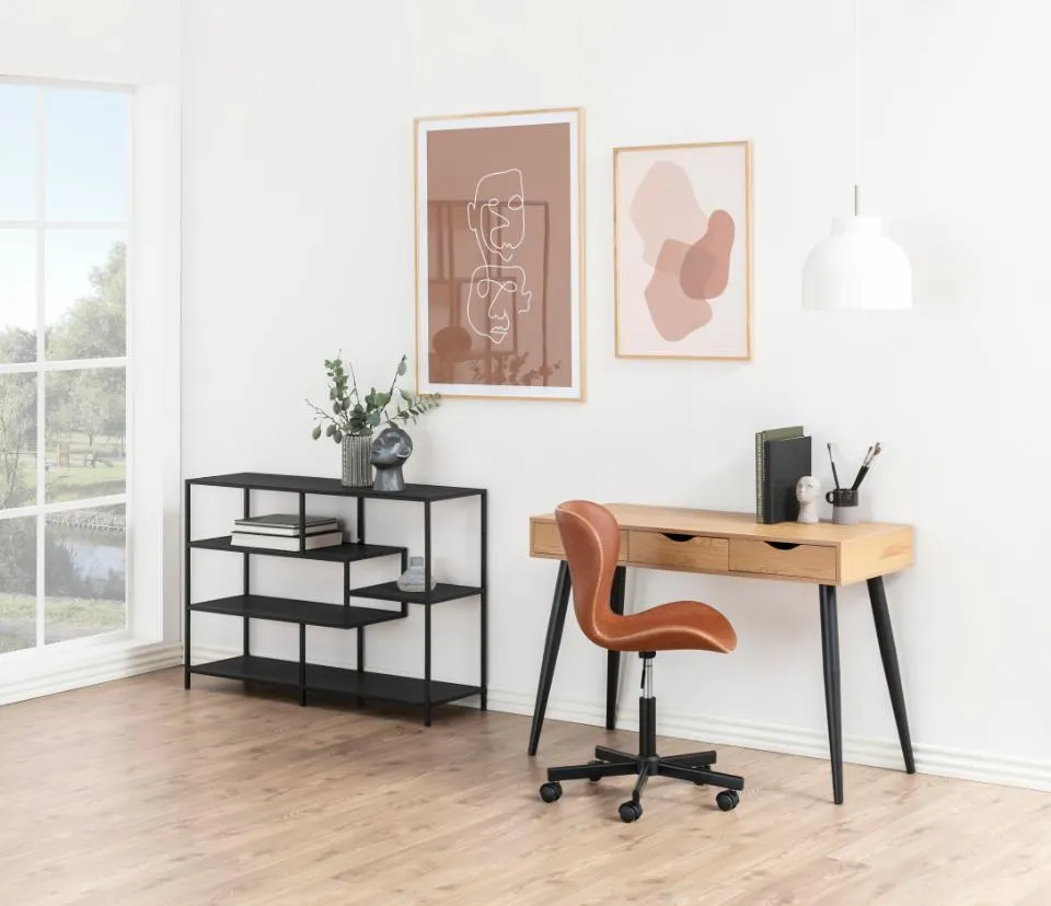 Biurko z 3 szufladami NEPTUN 110x50x77cm dąb naturalny czarny — zdjęcie 12