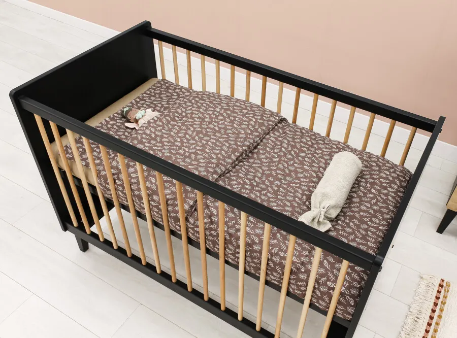 Łóżeczko niemowlęce XENA regulacja wysokości 70x140 efekt dębu/czarne - BAN_XEN-5
