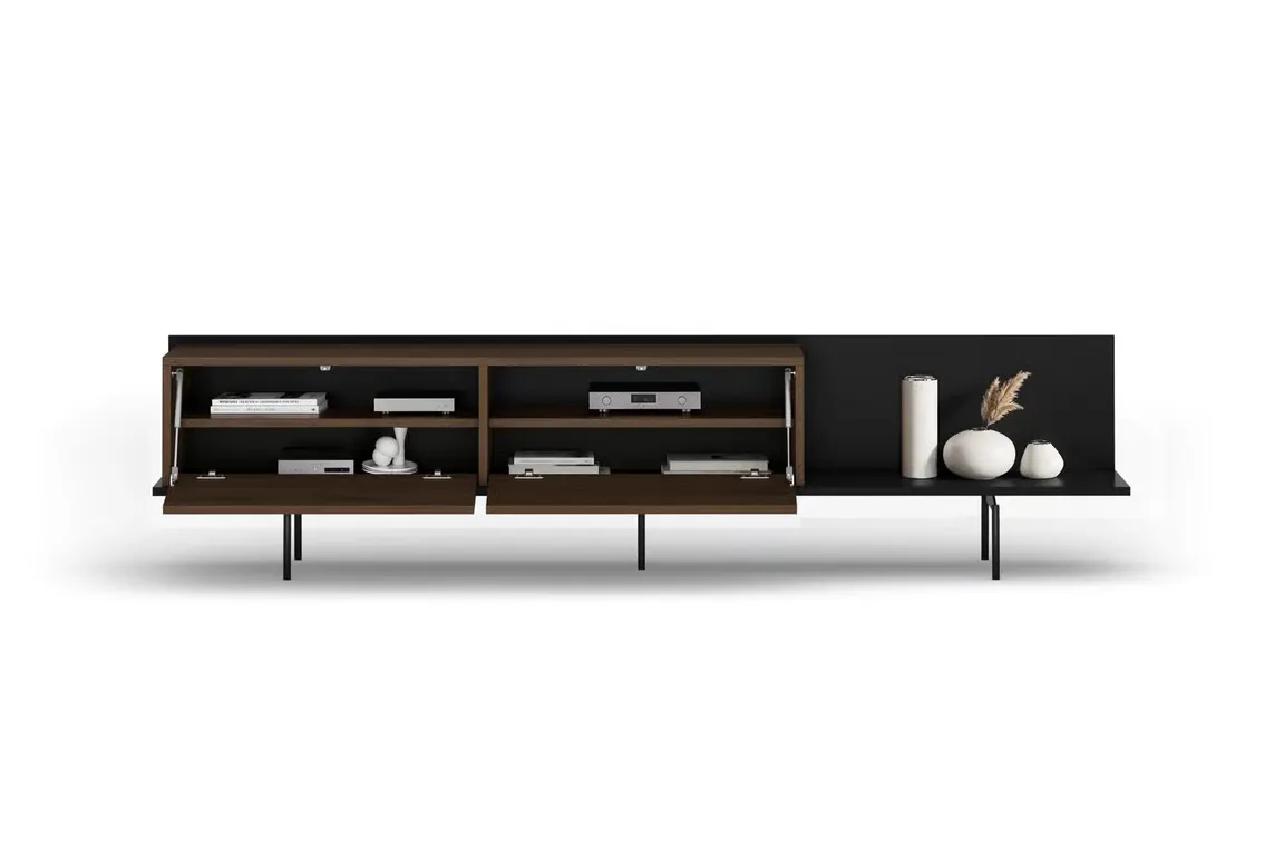 Szafka RTV z 2 klapami ZENAR 200 cm orzech elegant czarny