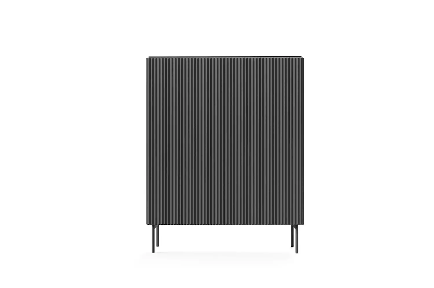 Komoda wysoka 2-drzwiowa MUTI ryflowany front czarna - LA_MUTI_KOMODA_WYSOKA_2D_CZARNY