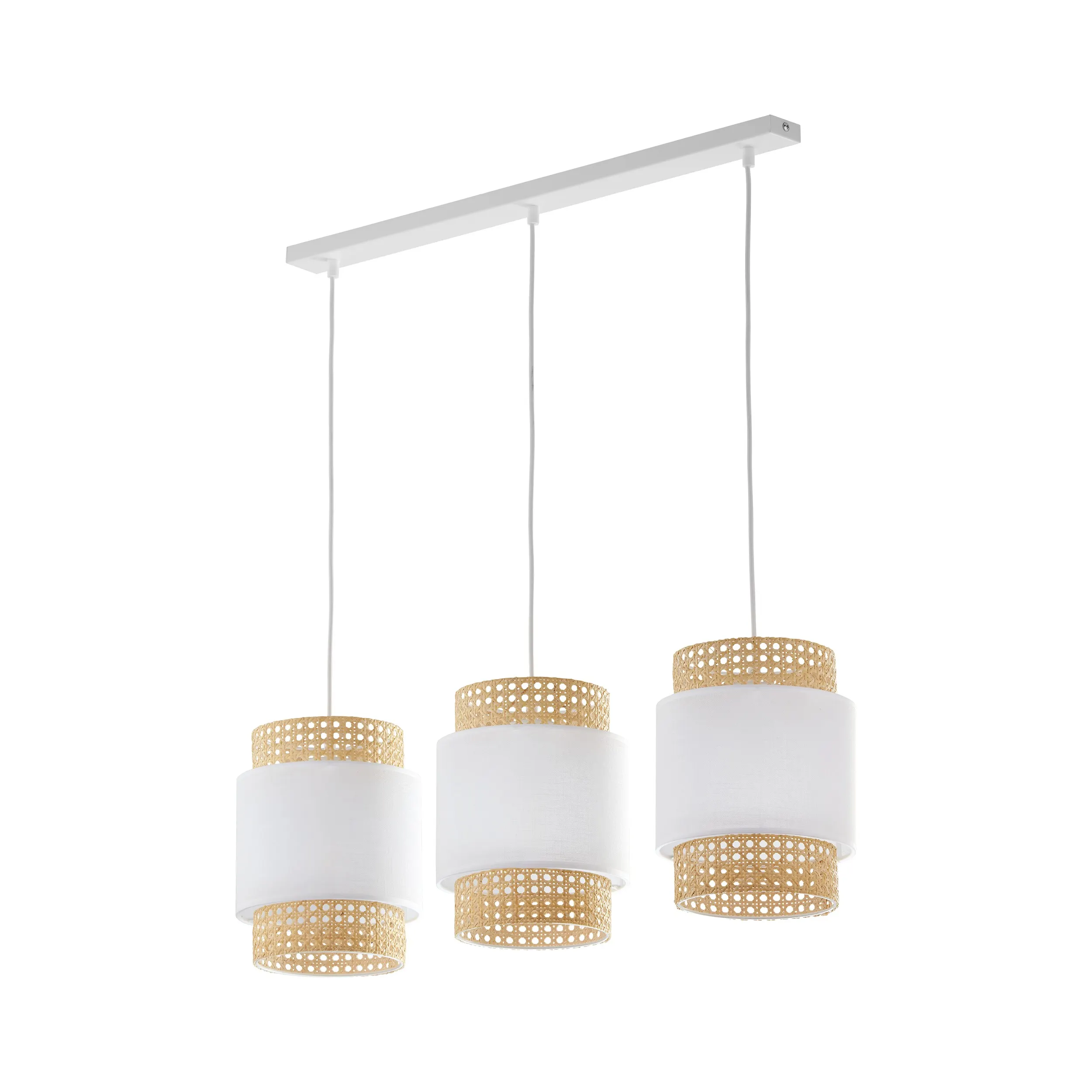 Lampa wisząca BOHO biała rattanowa na listwie 120x80x20cm