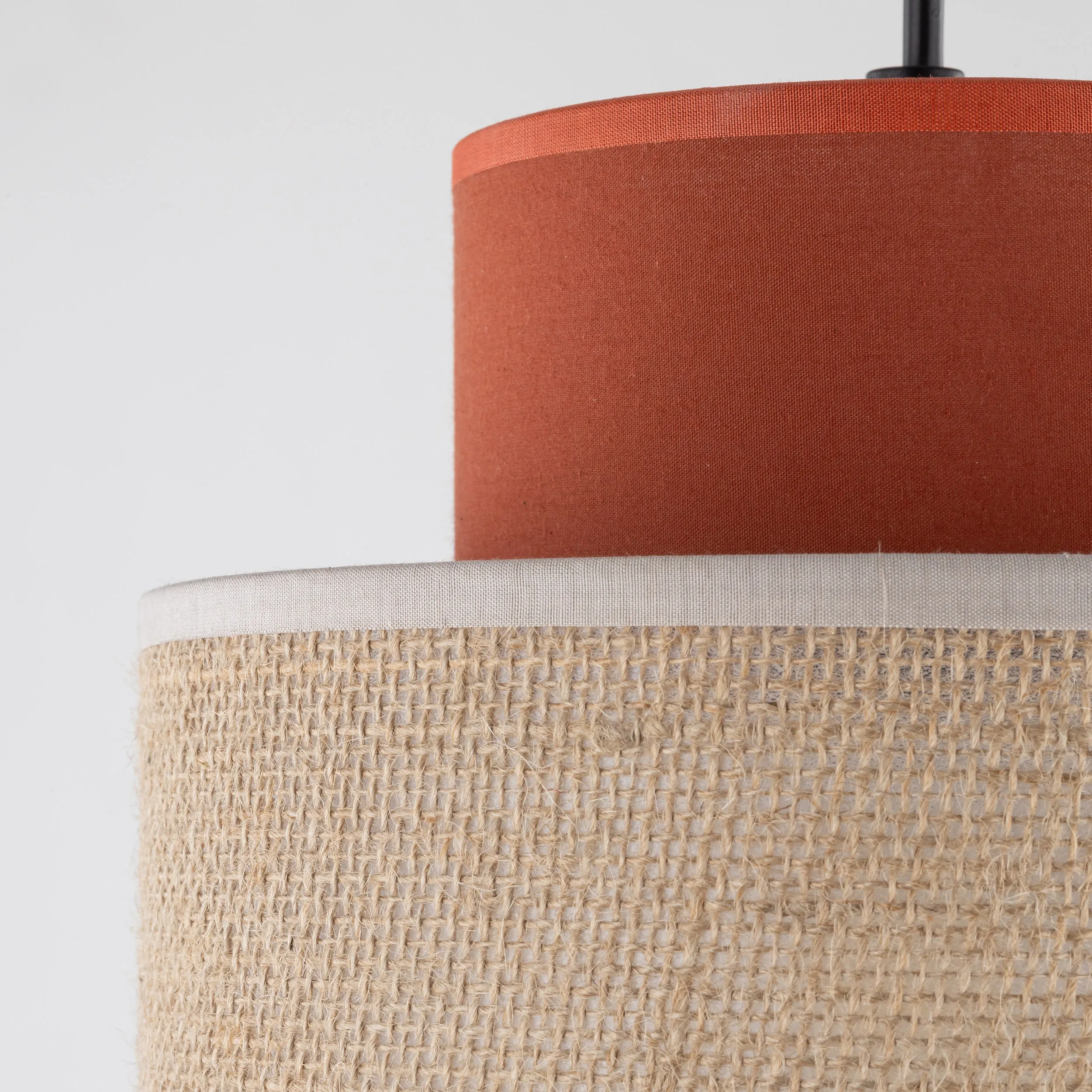 Lampa wisząca DUO JUTA brązowa ceglana na czarnym przewodzie i podstawie 165x20cm - TK_3139