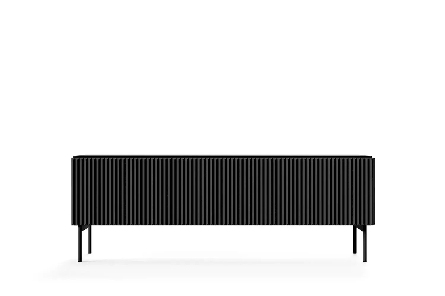 Szafka RTV 3-drzwiowa MUTI RTV 147 ryflowany front czarna - LA_MUTI_RTV_147_3D_CZARNY