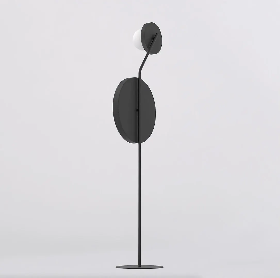 lamp, floor lamp, ścienny?, disc shade, minimalistyczny