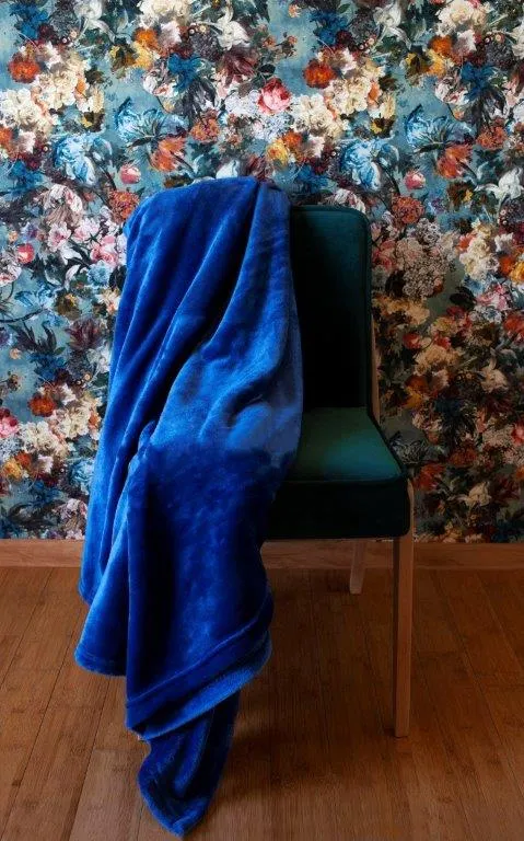 Koc pluszowy SIGLO 220X200 mikrofibra 240g/m2 granatowy - FARO_22599