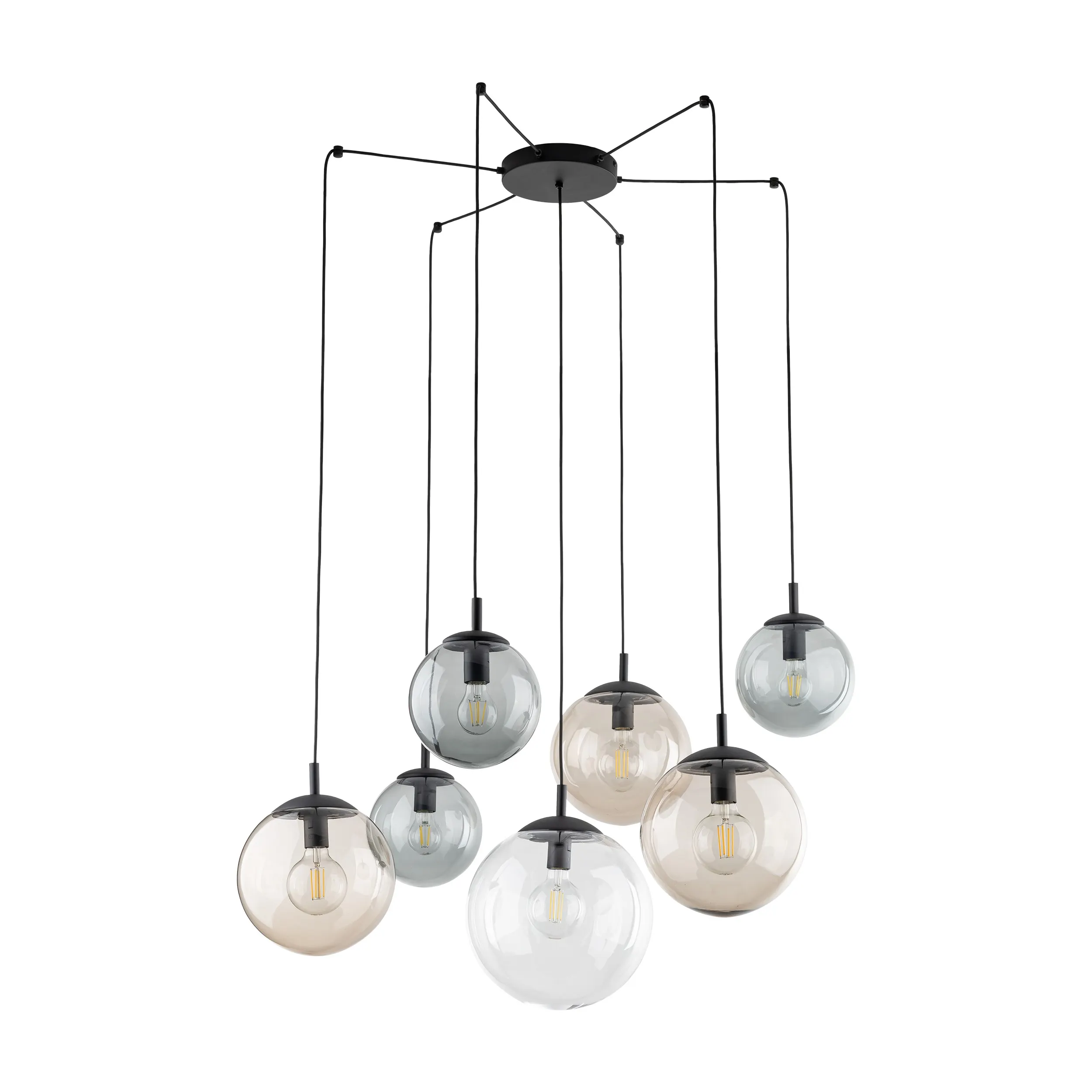 Lampa wisząca ESME czarna 7-punktowa 130x110x30cm