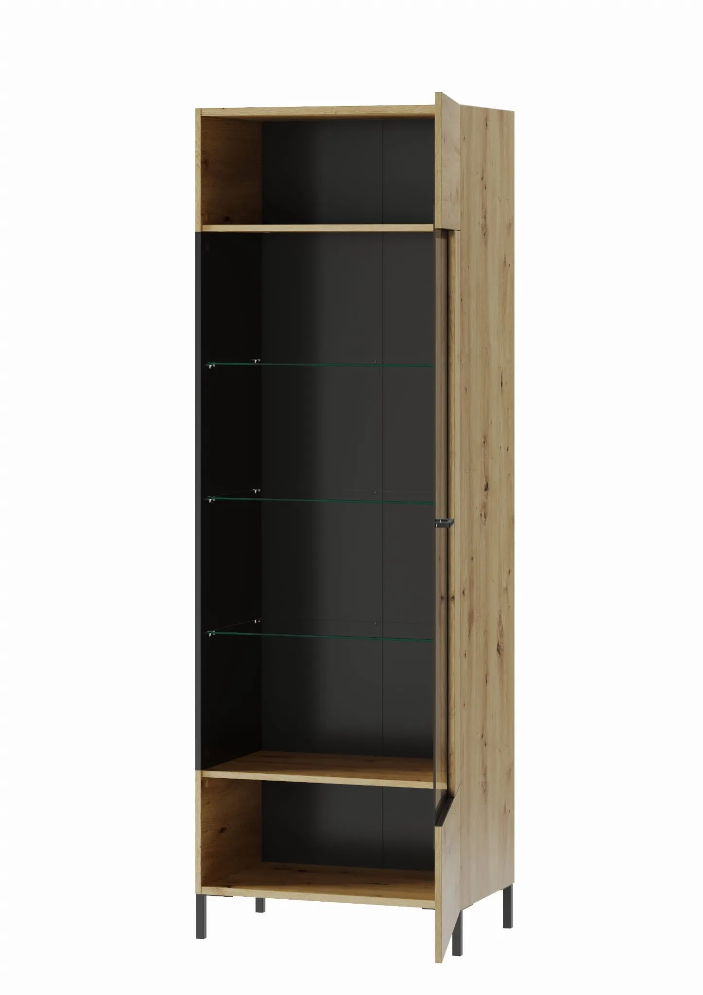 Witryna LUCAS 10 dwustronna jednodrzwiowa dąb artisan czarna 193x65x42cm - TH-100-1445