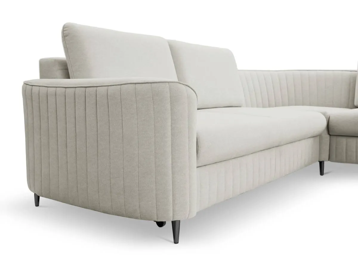 Narożnik rozkładany z pojemnikiem LAREN CASTEL 251 cm prawy popielaty czarne nóżki - LAREN_NAR_CASTEL80_P_CZ