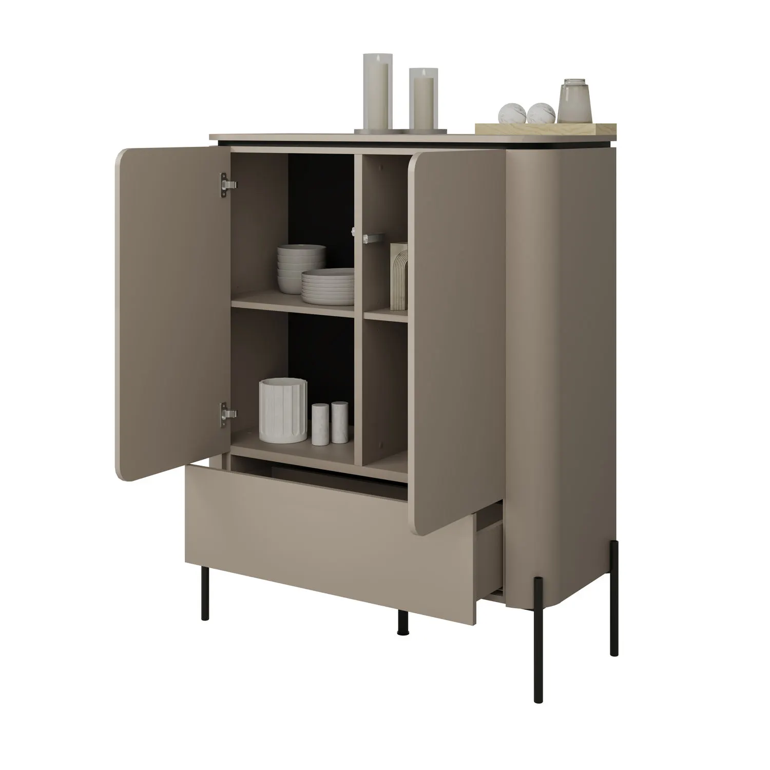 Komoda 2-dzwiowa z szufladą BELLO wysoka 98x123 congo - 24COOB42