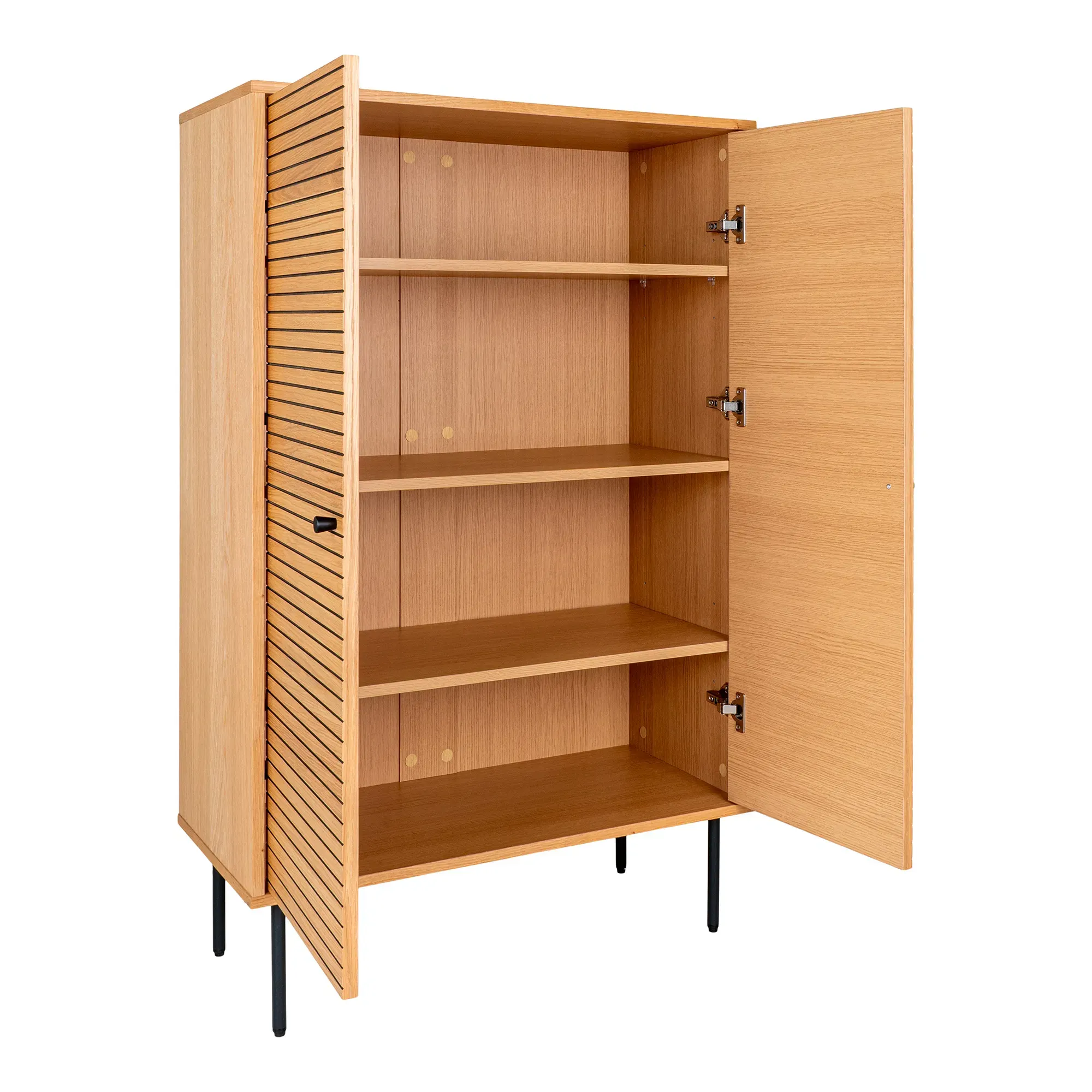 Komoda wysoka 2-drzwiowa KYOTO SZ80 G40 W130 dąb naturalny, czarny — zdjęcie 3