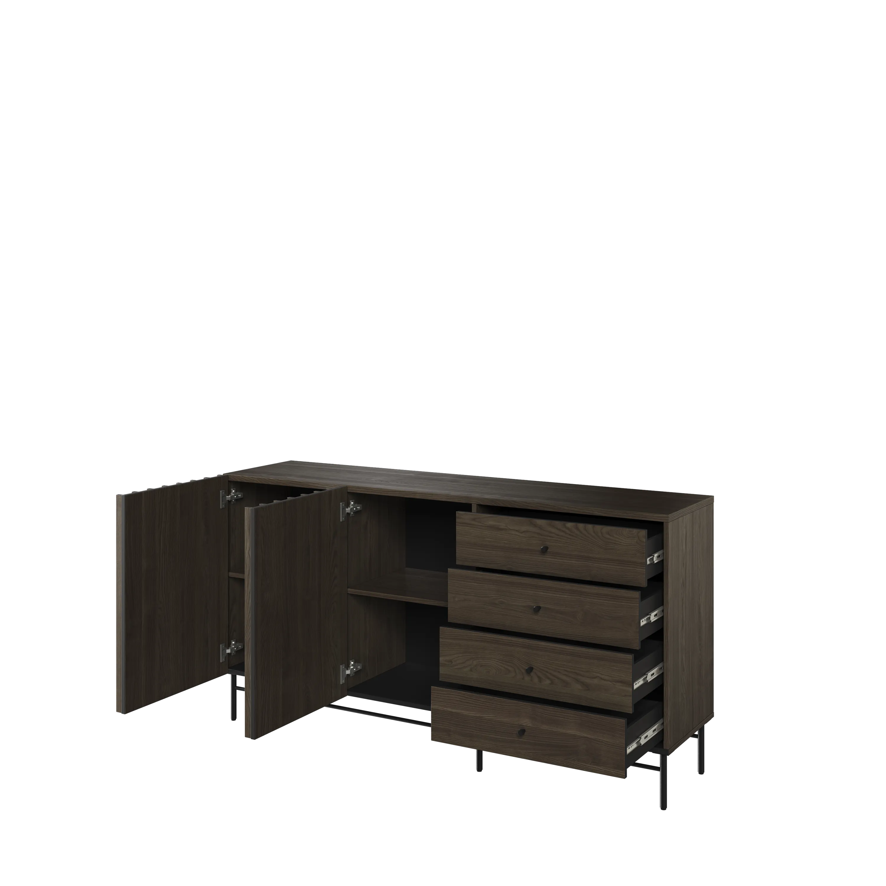 Komoda z szufladami Piemonte PE-07 165cm lamel jesion portlandzki/czarna - PE7JCZ