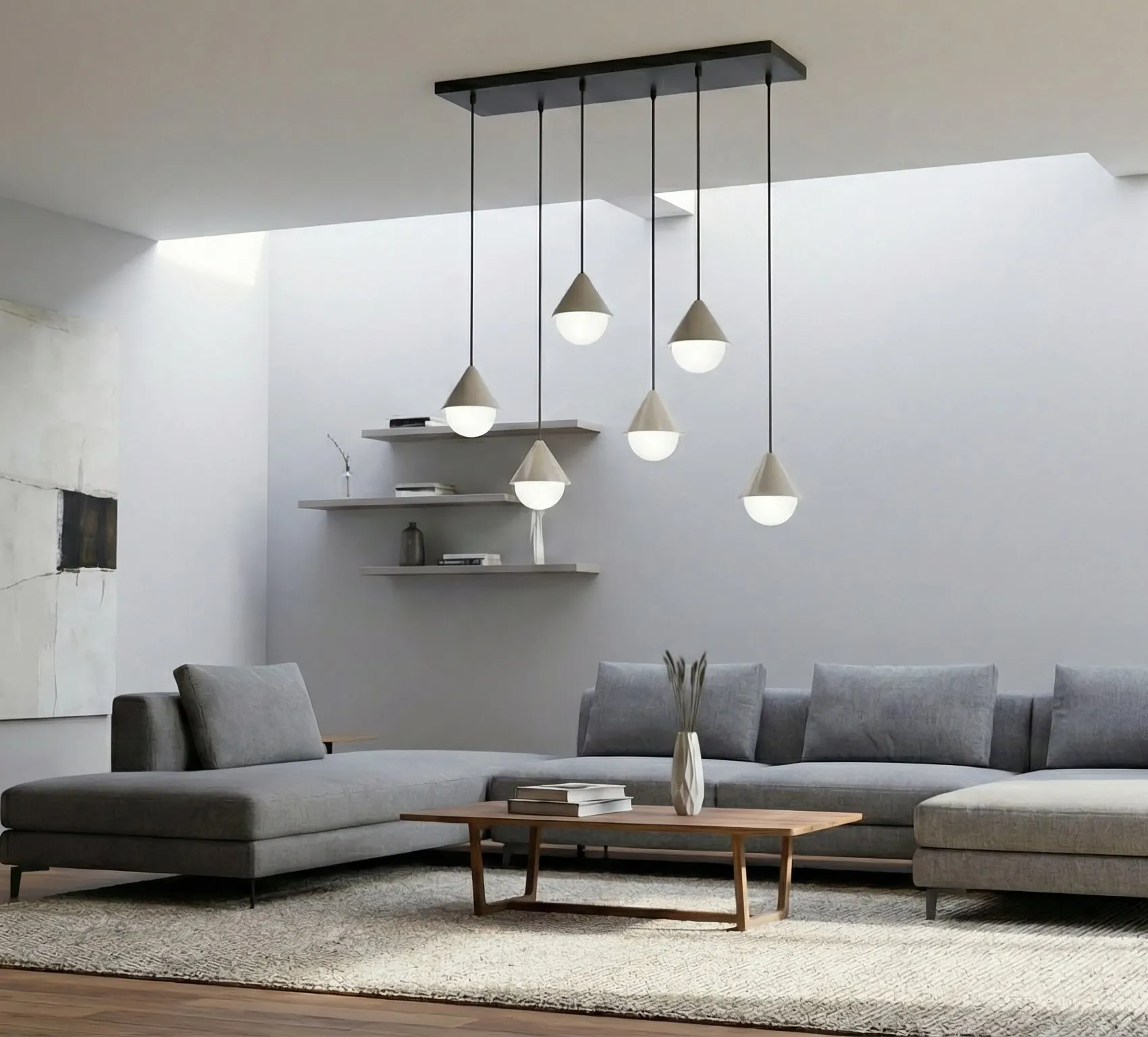 lampa wisząca, kinkiet, oprawy sufitowe, minimalistyczny design, pokój dzienny