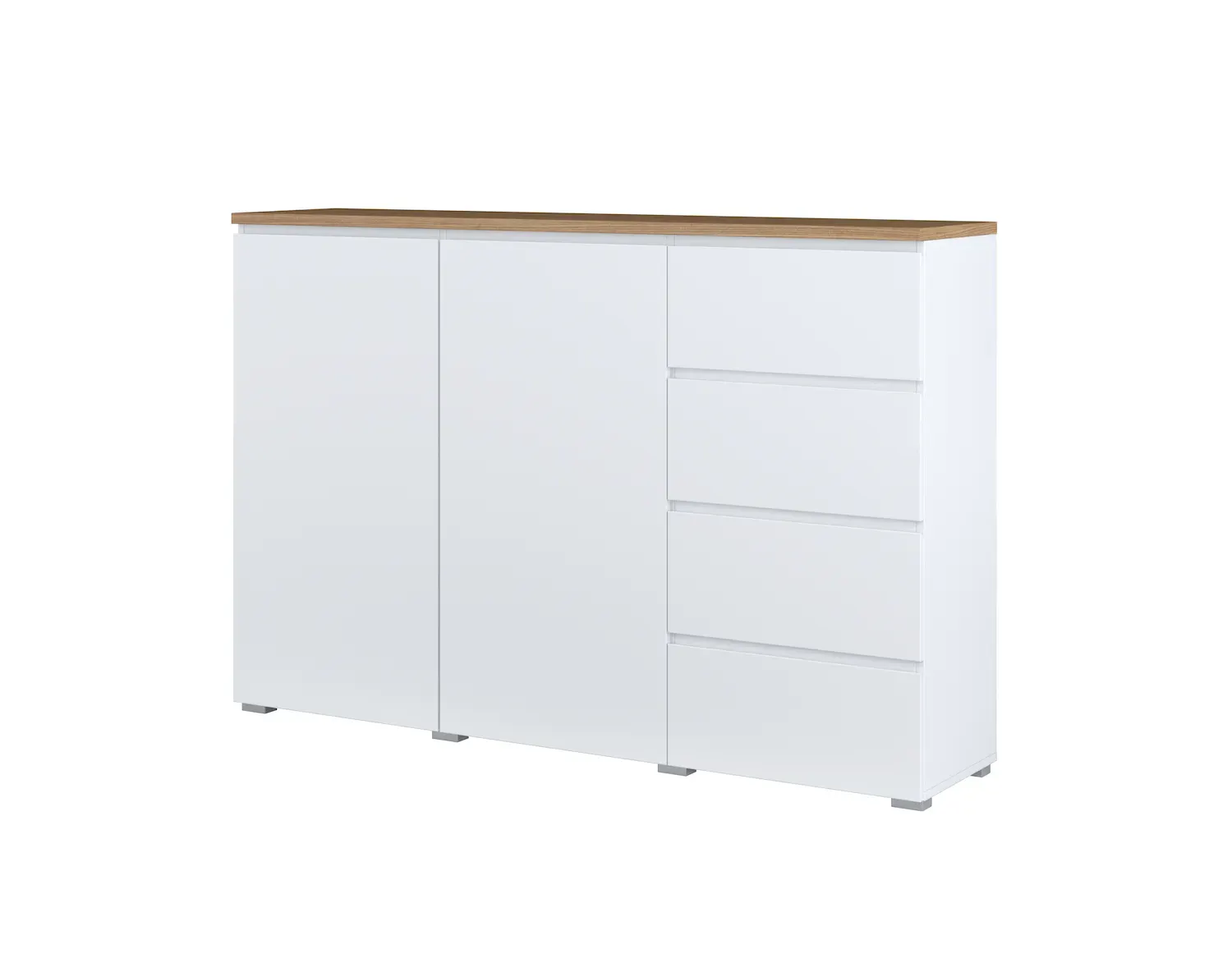 Komoda 2-drzwiowa z 4 szufladami MODO 150cm biały dąb mauvella