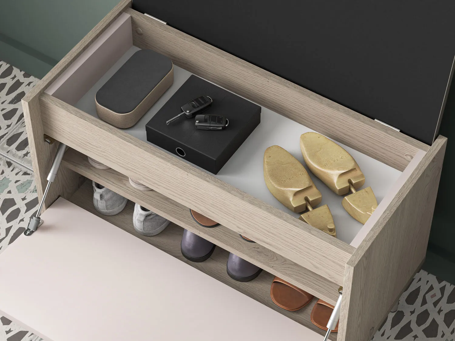 Szafka na buty z siedziskiem i schowkiem VOCO 70x55 dąb cremona/kaszmir - 1VOCO06-001