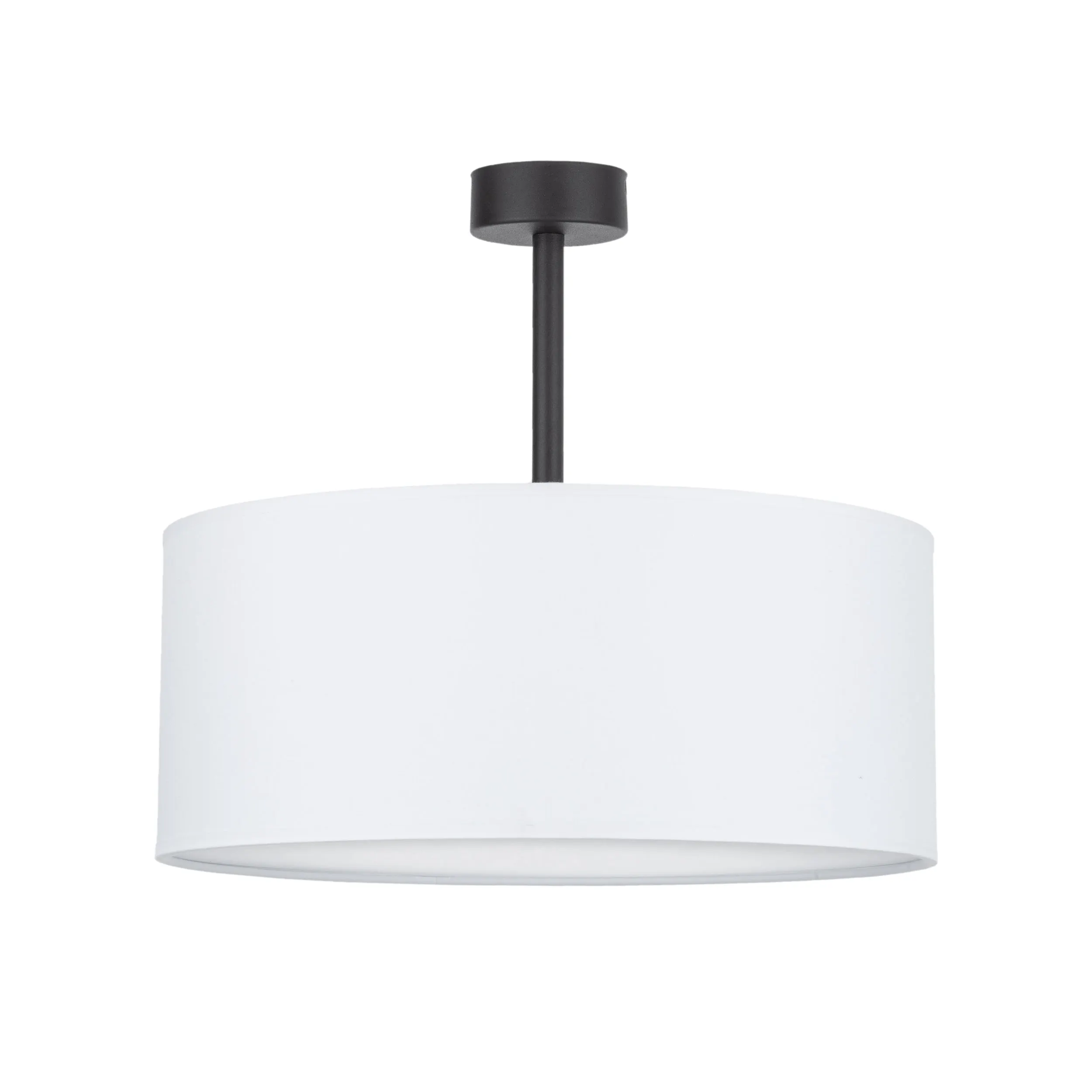 Lampa sufitowa RONDO biała z tkaniny na czarnej podstawie okrągła 40x35cm - TK_4243