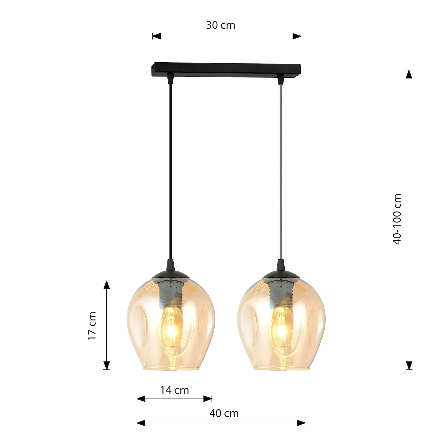Lampa sufitowa ISTAR 2 czarny miodowy - 677/2