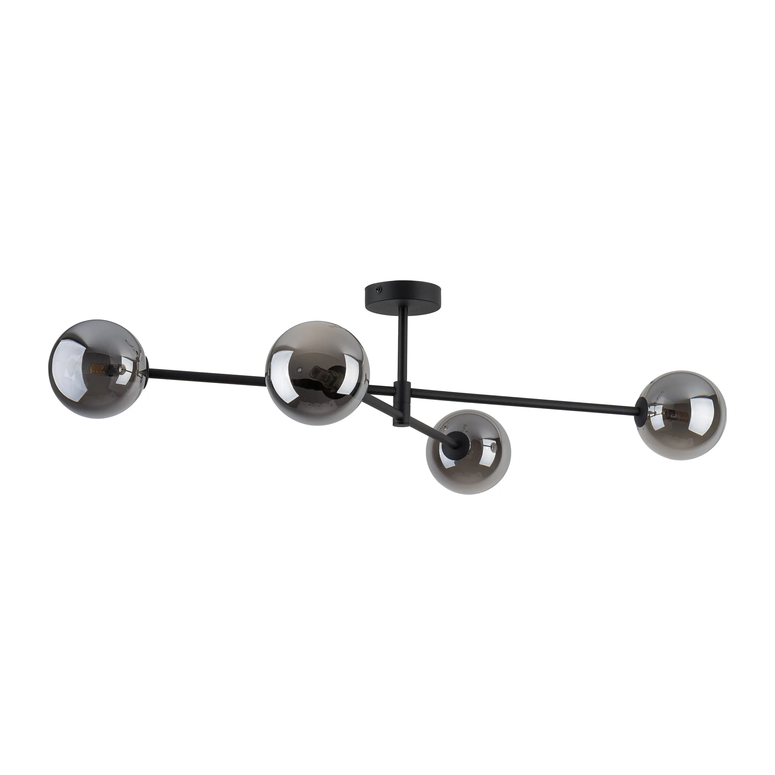 Lampa sufitowa SARIUS czarna z szarymi przyciemnionymi szklanymi kloszami 90x68x21cm - TK_6235