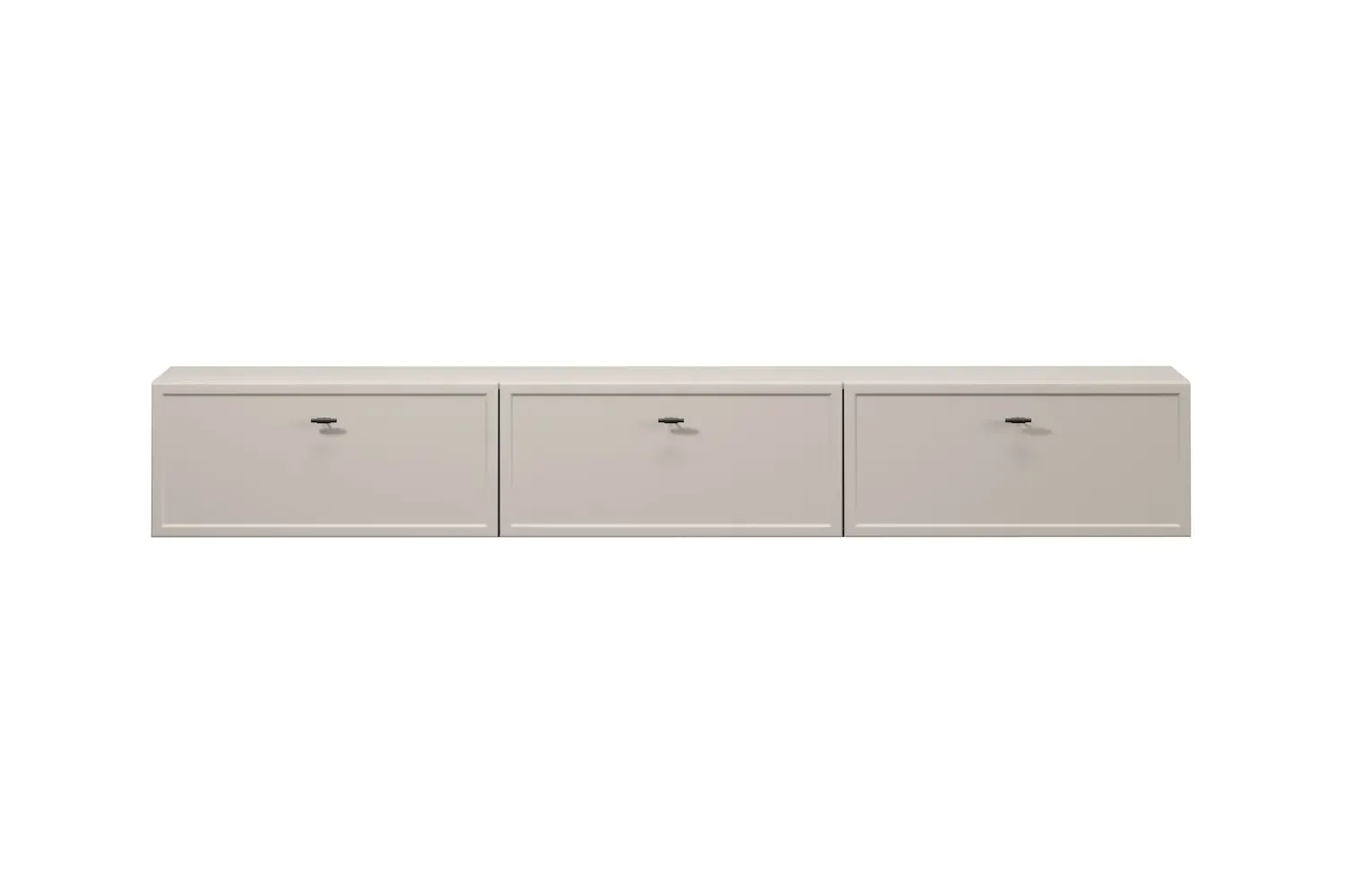 Szafka RTV wisząca z klapą i 2 szufladami LORINI 200 - cashmere uchwyt T-bar czarny — zdjęcie 2