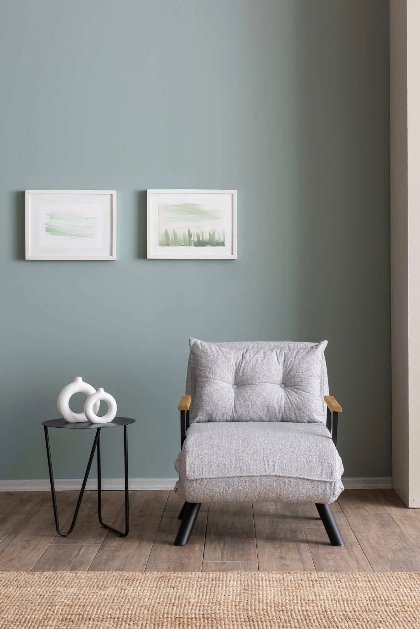 Fotel z funkcją spania SANDO tkanina Teddy jasnoszara - ASI_859FTN2835