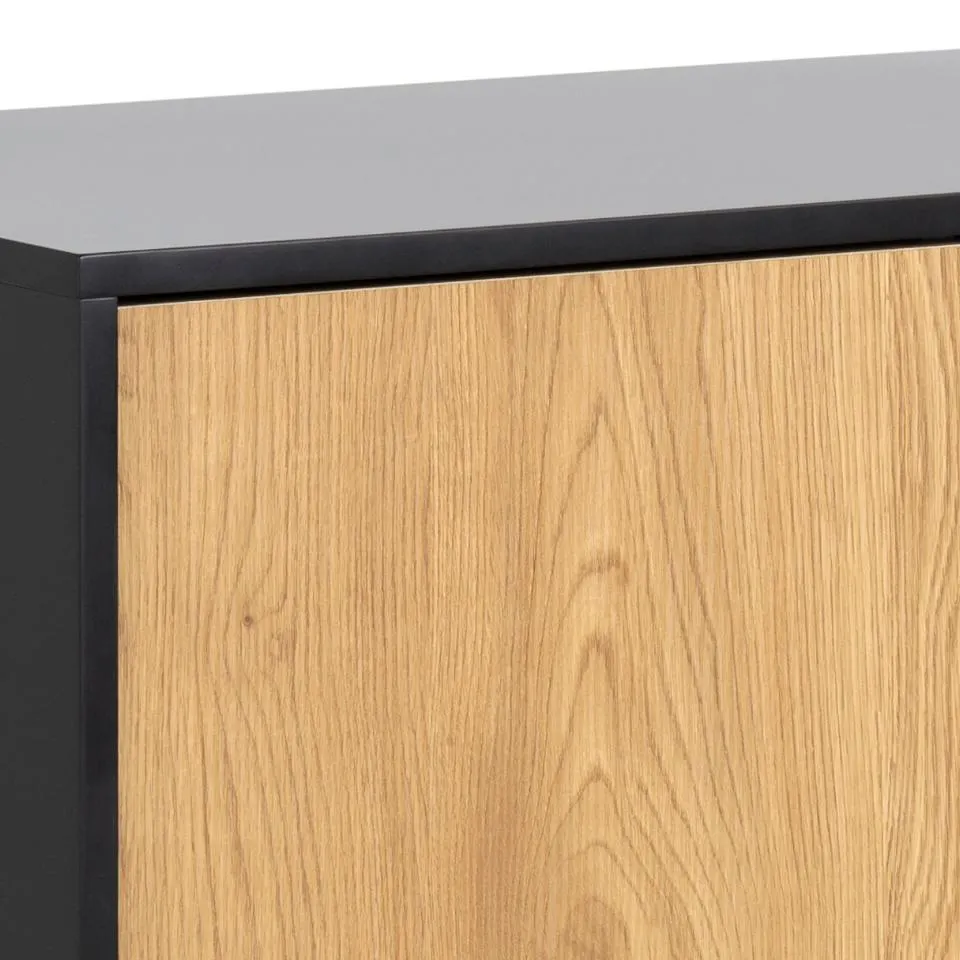 Komoda 1-drzwiowa z 3 szufladami MOODY 120x40x82 Naturalny, Czarny — zdjęcie 6