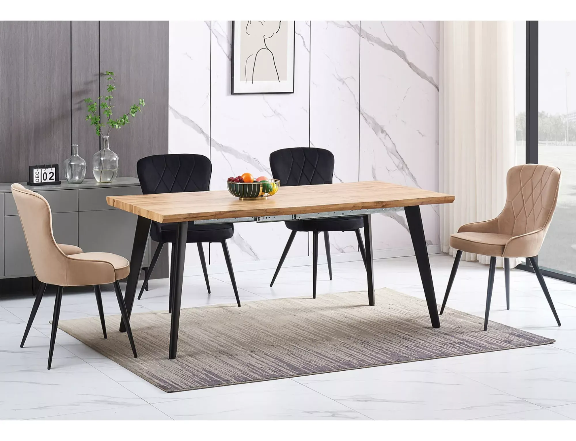 Krzesło tapicerowane LOTUS VELVET Bluvel 28 beżowy stelaż czarny - LOTUSVCBE