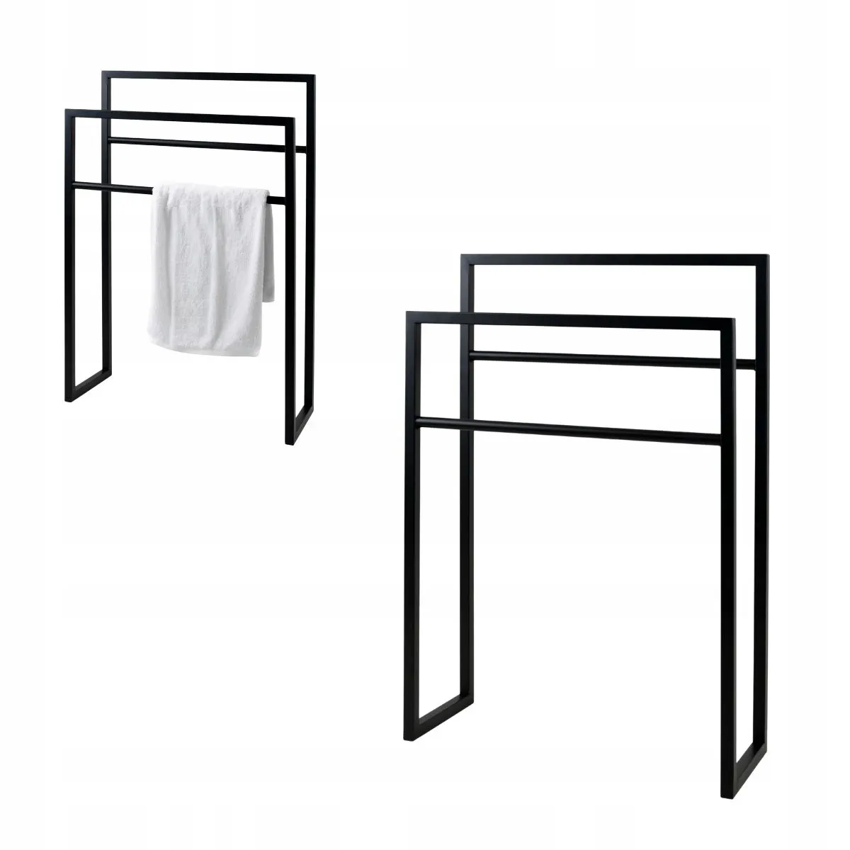 Wieszak na ręczniki drewniany REZE 45x20x78 czarny Wieszak na ręczniki drewniany REZE 45x20x78 czarny