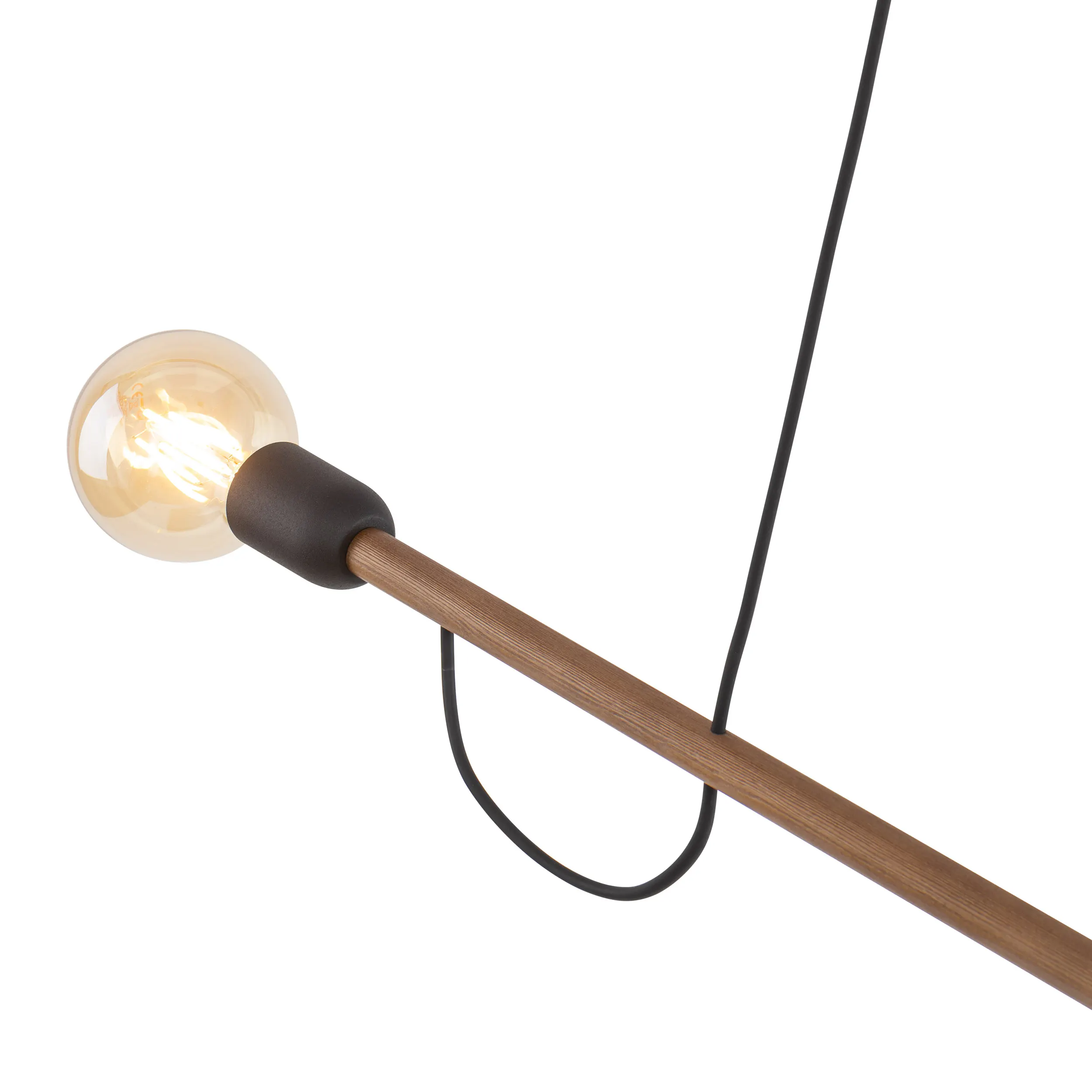 Lampa wisząca HELIX czarna z orzechową drewnianą belką 130x93x10cm - TK_4948