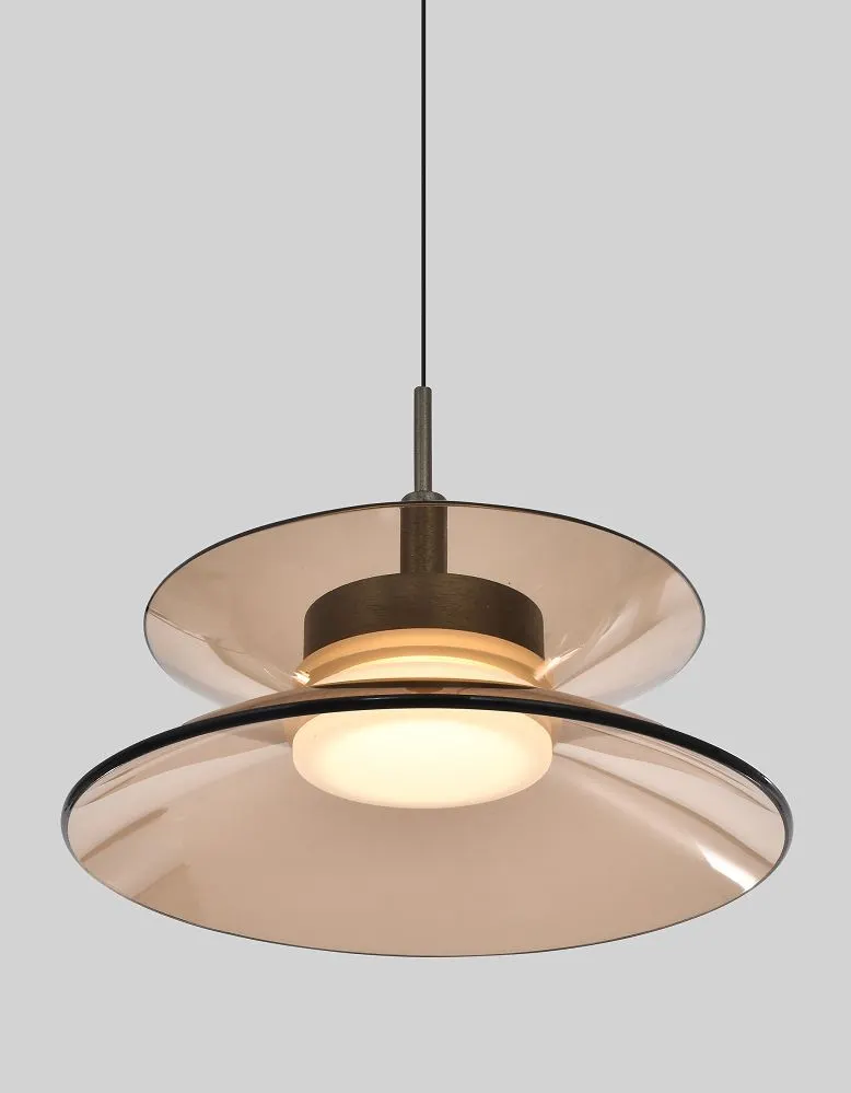 lampa wisząca, metalowa lampa, konstrukcja stalowa, szkło/transparentny klosz, kolor brązowy